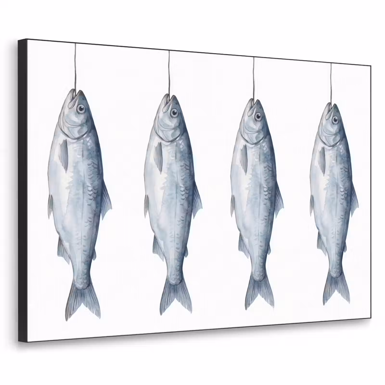 Art Frame - Fisch - Illustration - Delfter Blau - Vissen - Illustratie - Delfts - Blauw Textielframe zwart klein