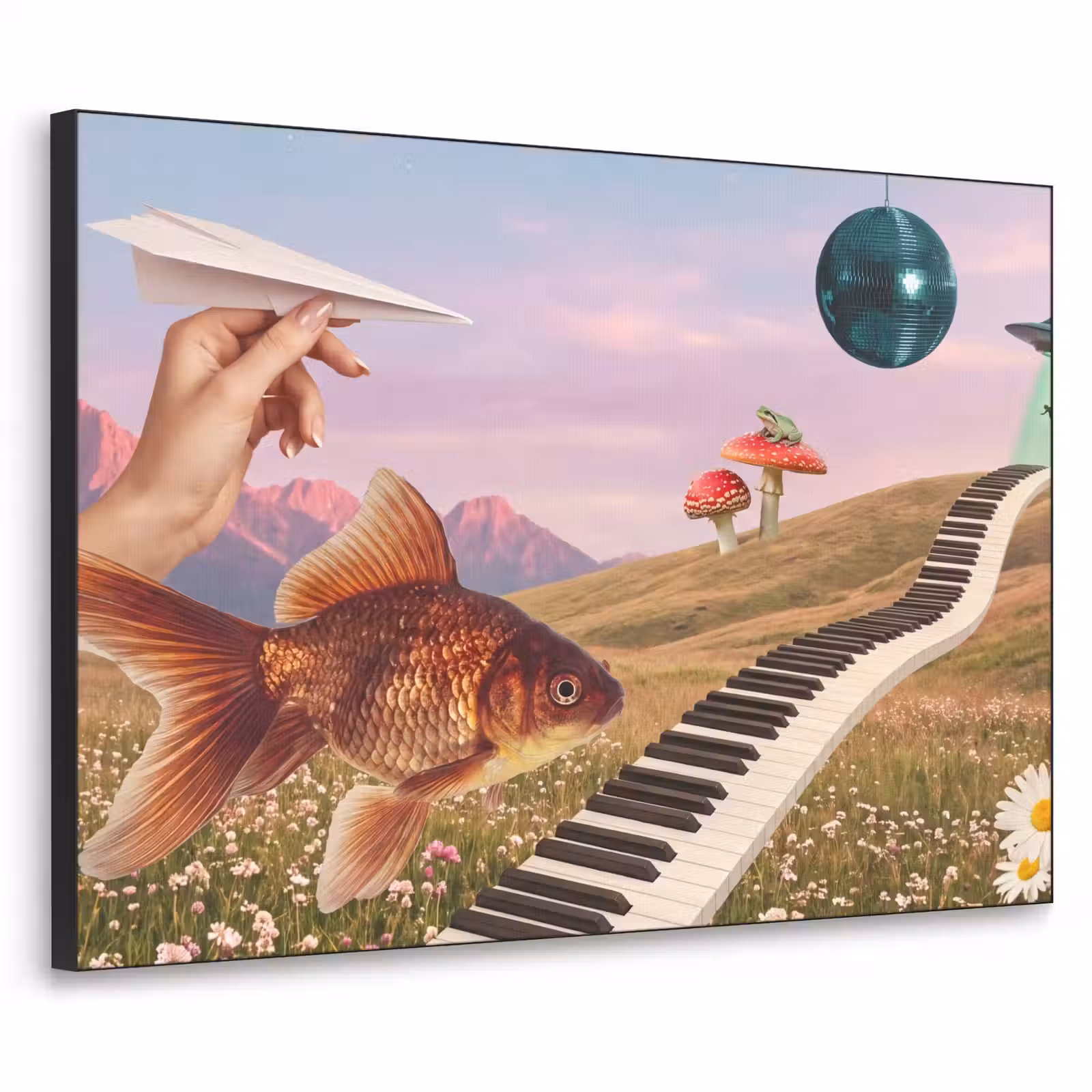 Art Frame - Fisch – Natur – Abstrakt - Vis - Natuur - Abstract Textielframe zwart klein