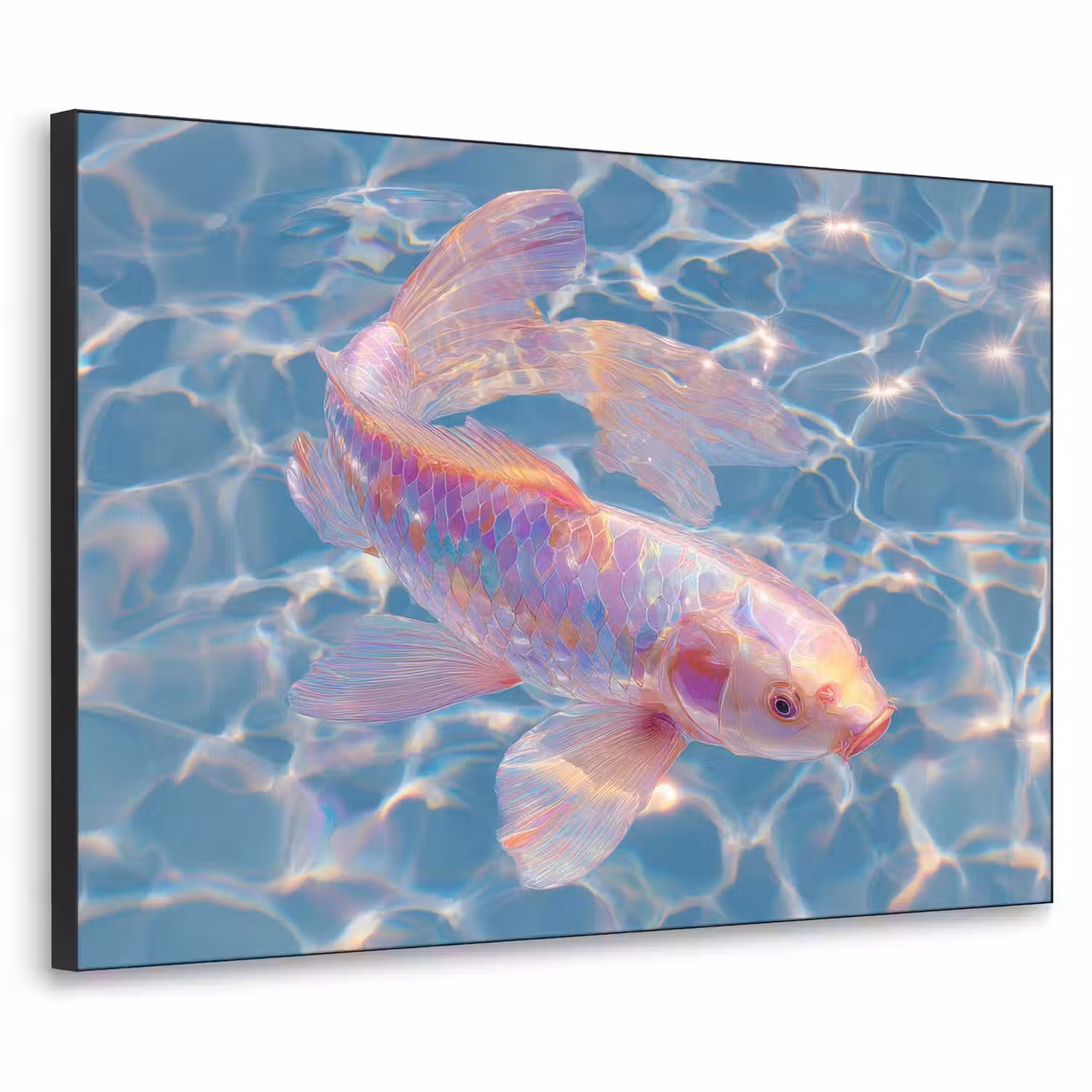 Vis - Water - Blauw - Licht Textielframe - compleet frame klein -3d