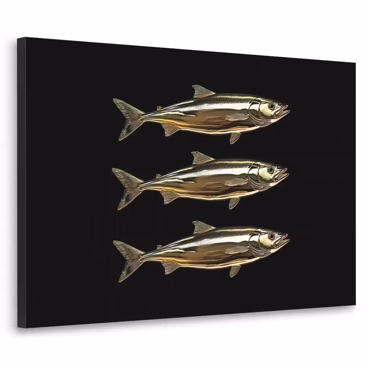 Vissen - Goud - Zwart Textielframe - compleet frame klein -3d