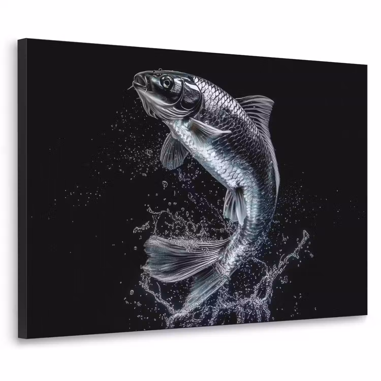 Vis - Koi - Zwart - Water Textielframe - compleet frame klein -3d