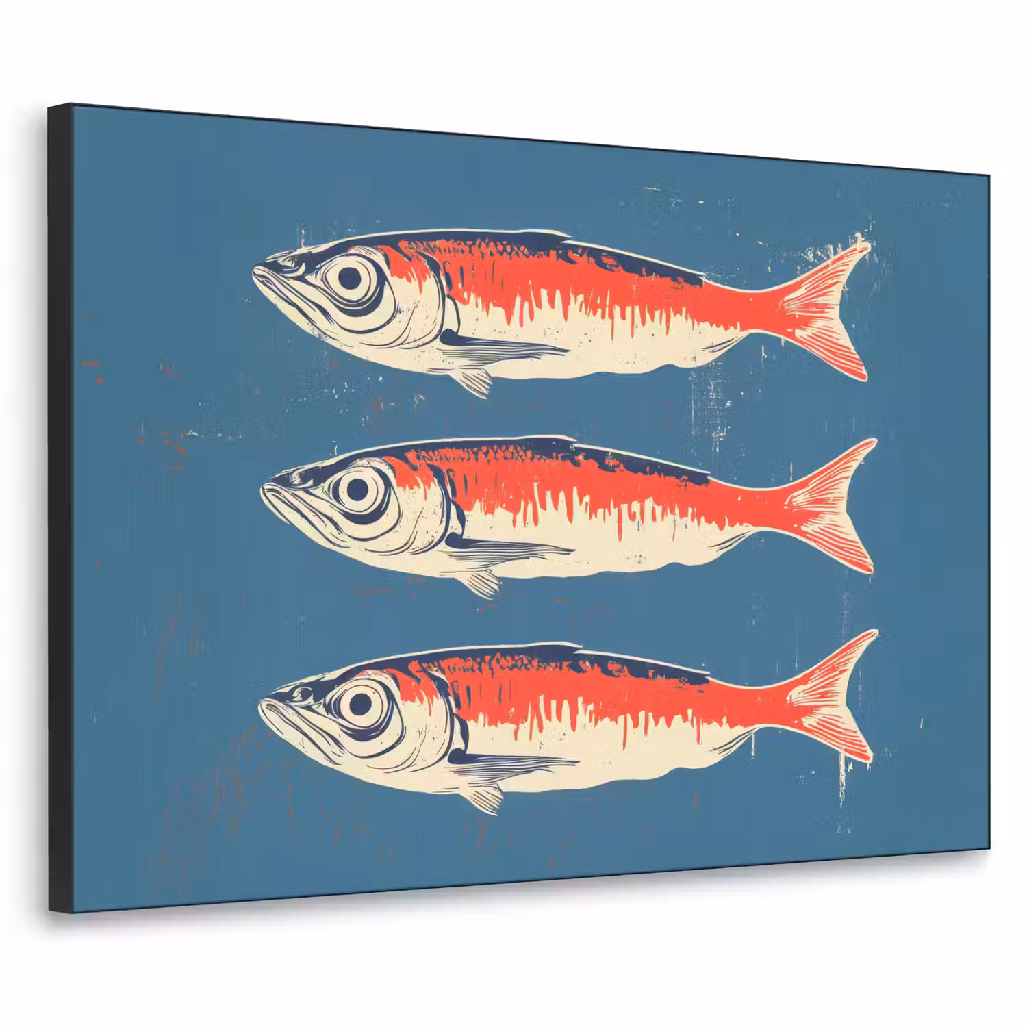 Vissen - Rood - Blauw Textielframe - compleet frame klein -3d