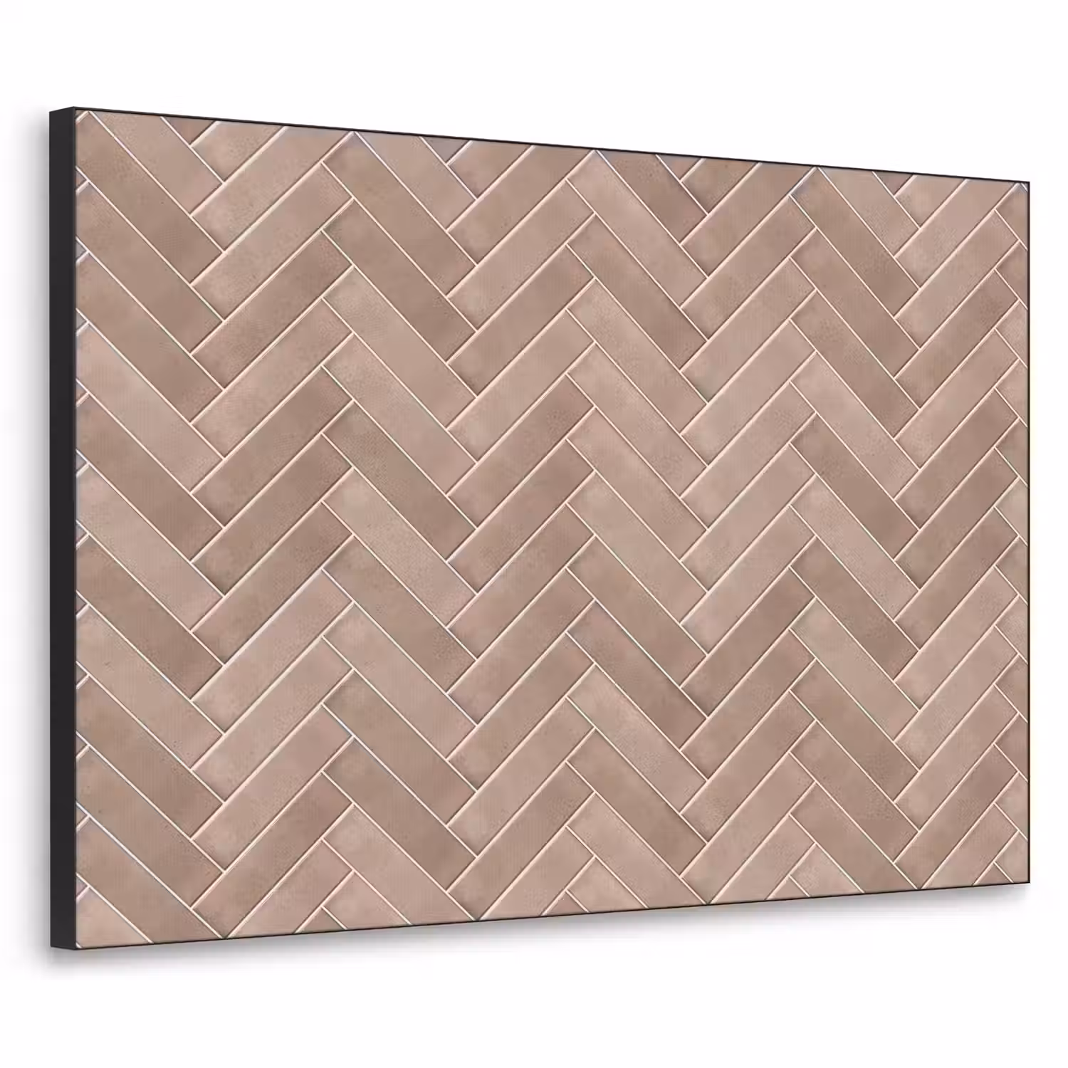 Visgraat - Wandtegel - Oudroze - Terracotta Textielframe zwart klein 947 -3d