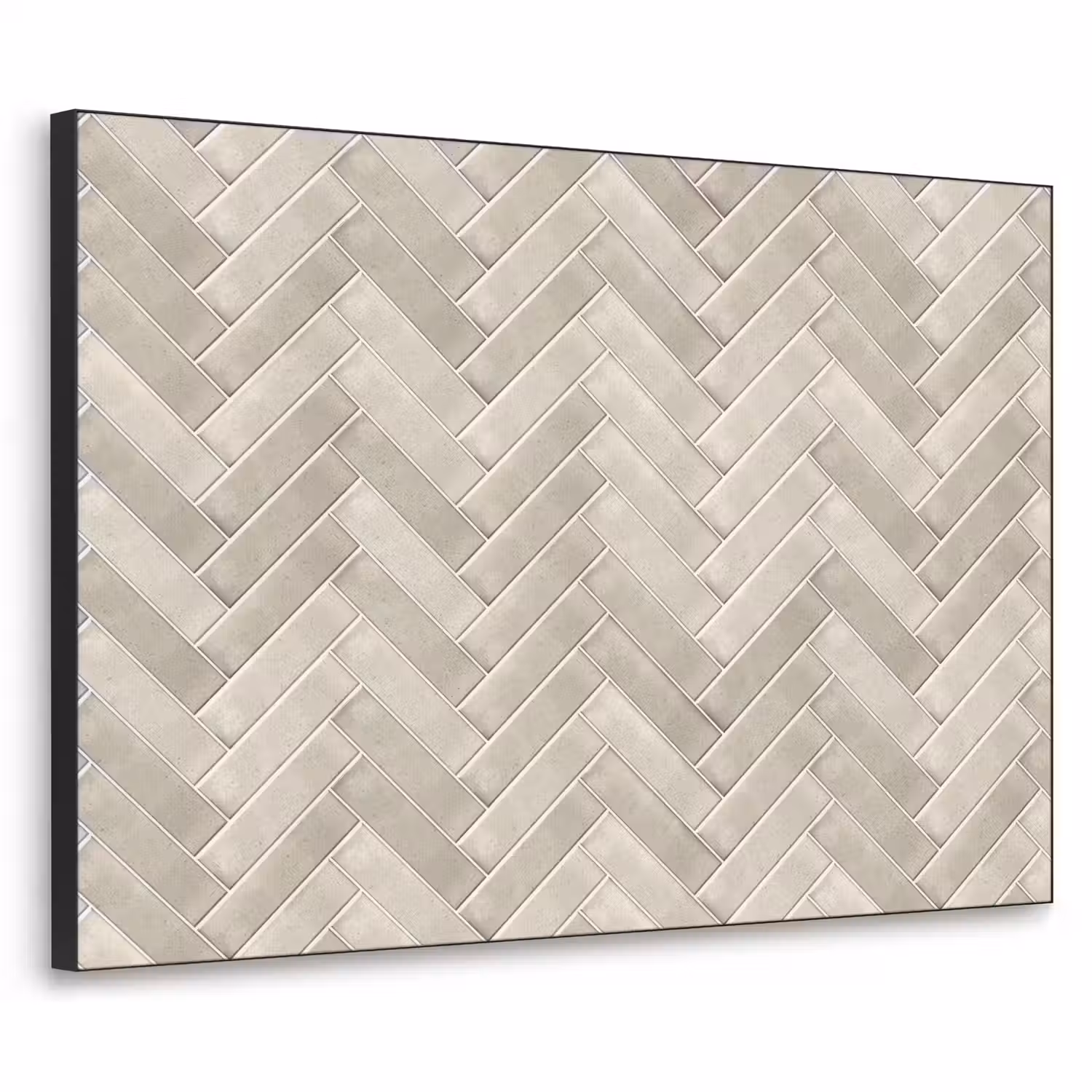 Visgraat - Wandtegel - Beige Textielframe zwart klein 947 -3d