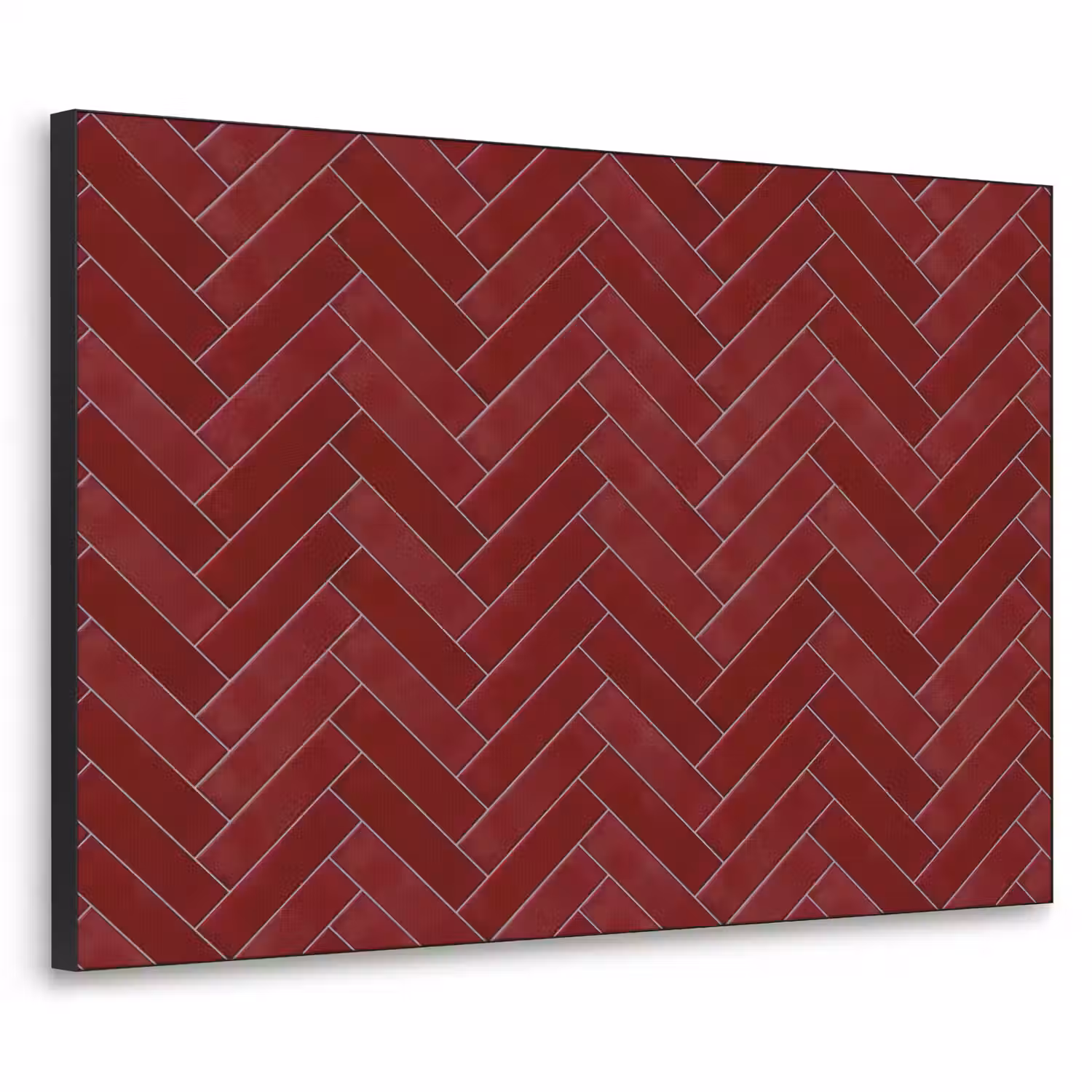 Visgraat - Wandtegel - Bordeaux - Rood Textielframe zwart klein 947 -3d