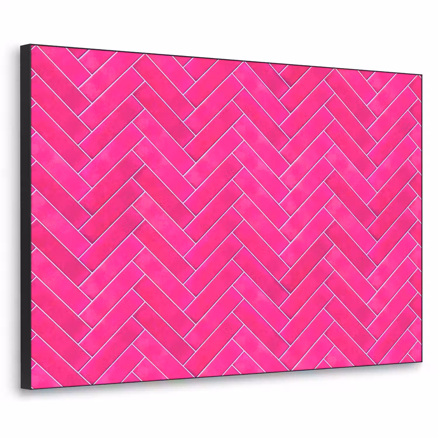 Visgraat - Wandtegel - Fuchsia - Roze Textielframe zwart klein 947 -3d