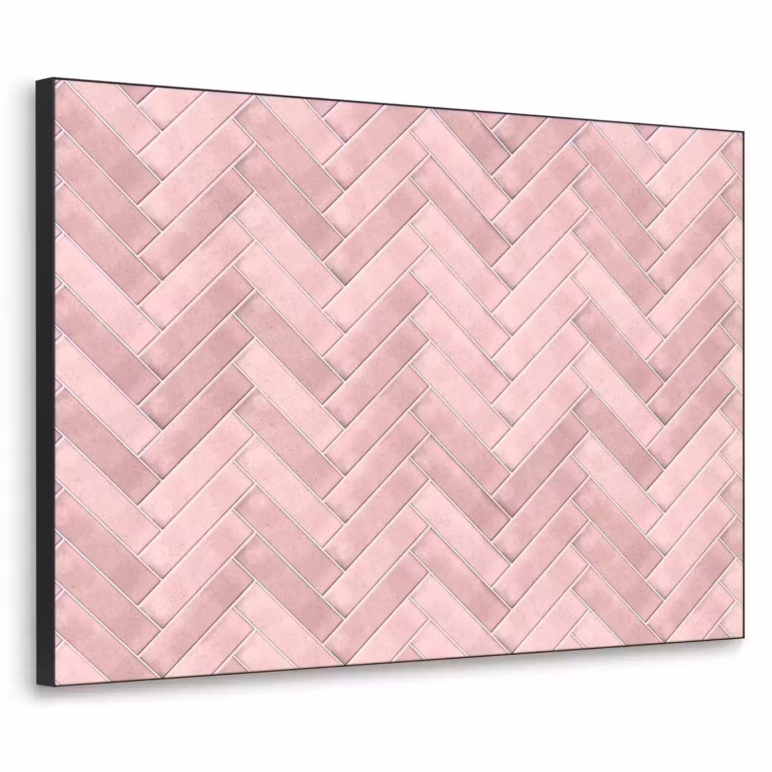 Visgraat - Wandtegel - Lichtroze Textielframe zwart klein 947 -3d
