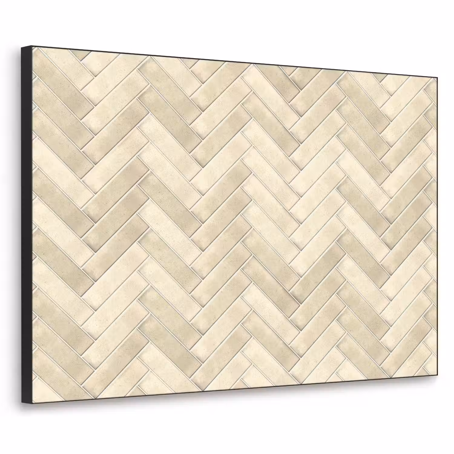 Visgraat - Wandtegel - Licht Beige Textielframe zwart klein 947 -3d