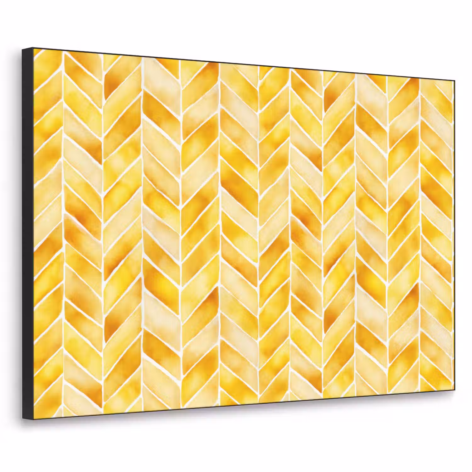 Visgraat - Aquarel - Patronen - Goudgeel Textielframe zwart klein 947 -3d
