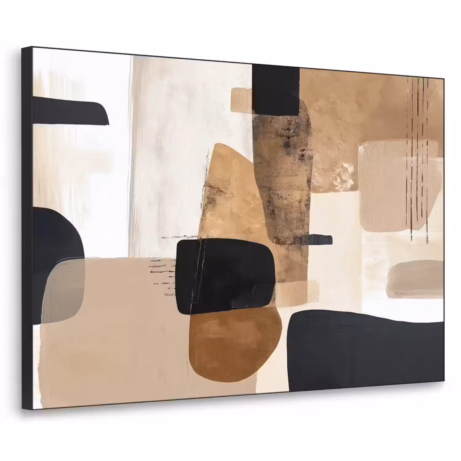 Vlakken - Abstract - Zwart - Strepen Textielframe - compleet frame klein -3d
