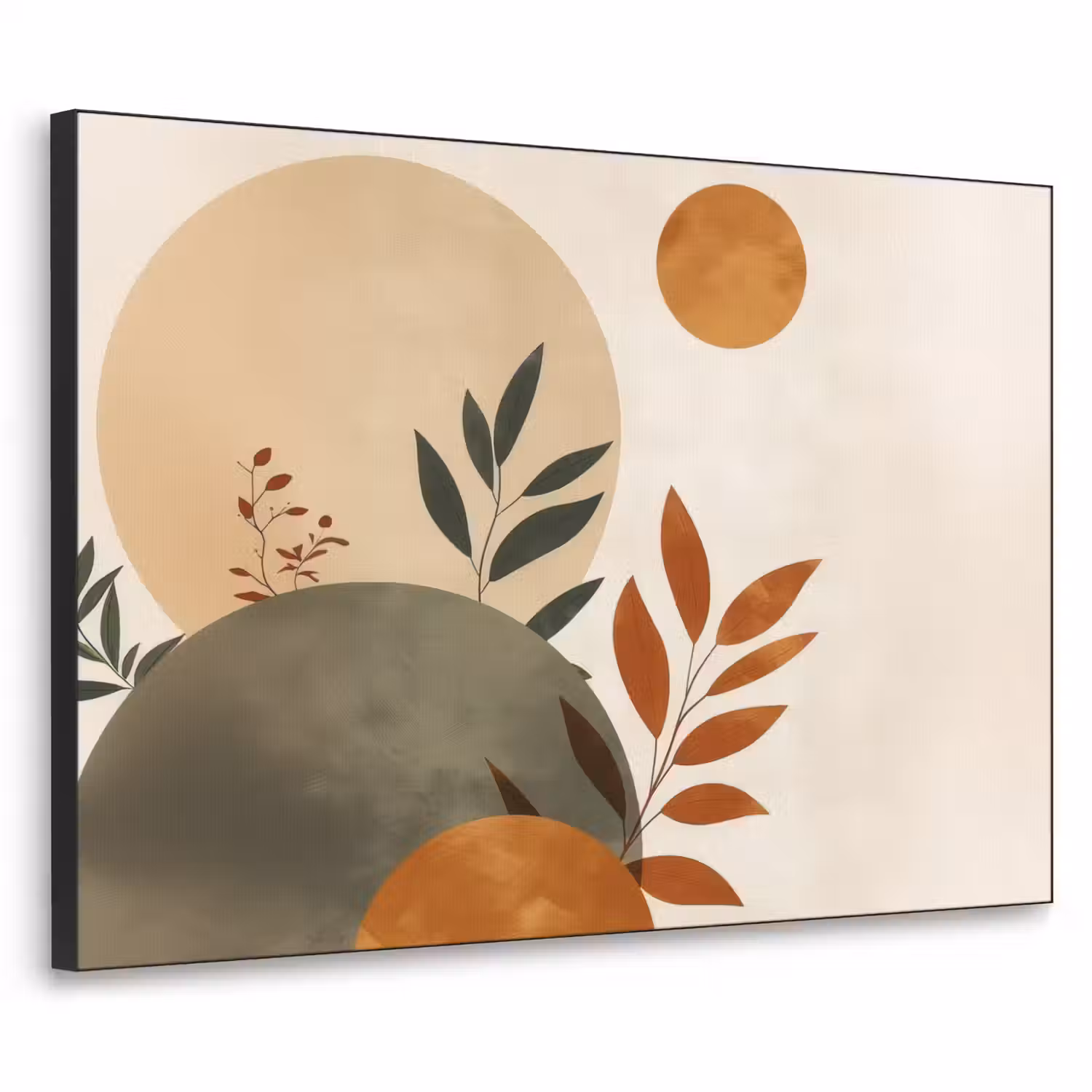 Vormen - Rond - Bladeren - Beige Textielframe - compleet frame klein -3d