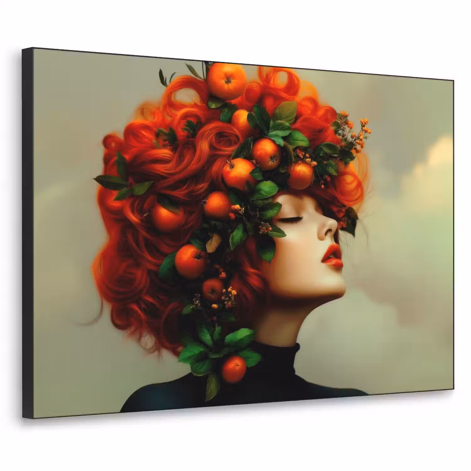 Vrouw - Appels - Rood - Bladeren Textielframe - compleet frame klein -3d