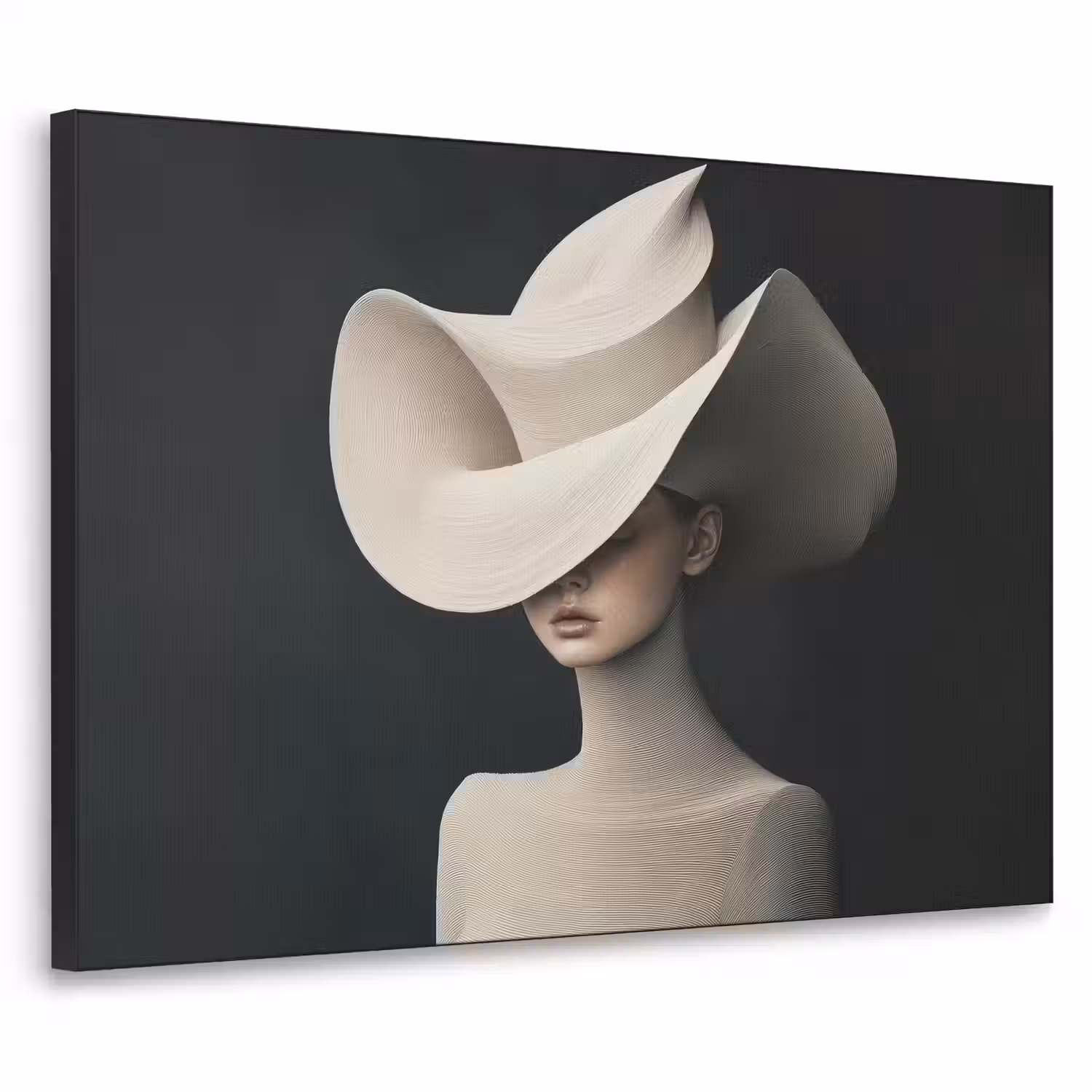 Vrouw - Golvende - Hoed Textielframe - compleet frame klein -3d