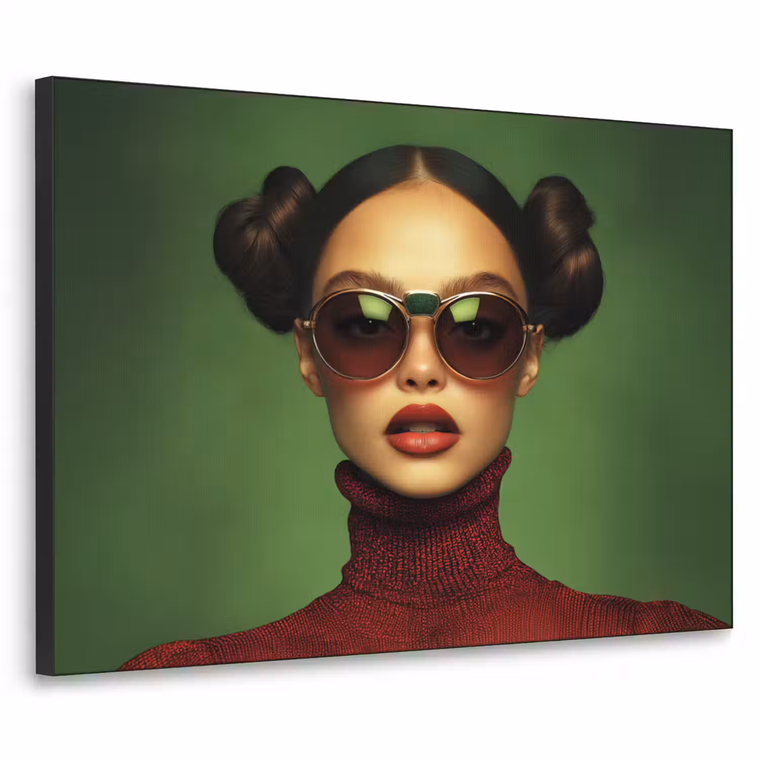 Vrouw - Groen - Bril - Aesthetic - Modern Textielframe zwart klein -3d