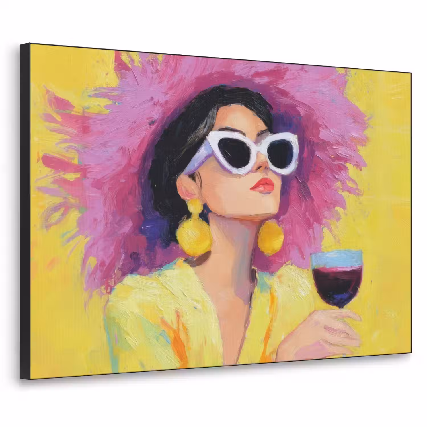 Vrouw - Hoed - Paars - Wijn Textielframe - compleet frame klein -3d