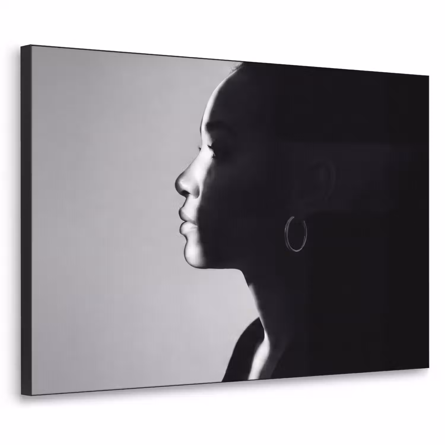 Vrouw - Profiel - Mensen - Zwart-wit Textielframe zwart klein -3d