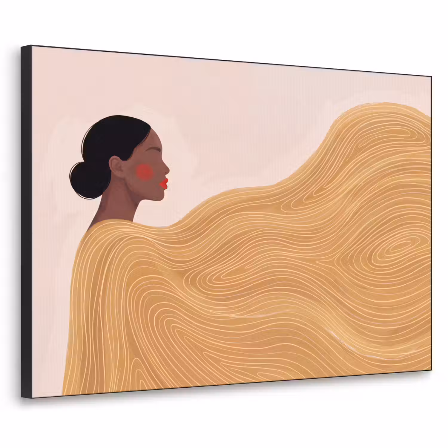 Vrouw - Profiel - Modern - Abstract - Kunst Textielframe zwart klein -3d
