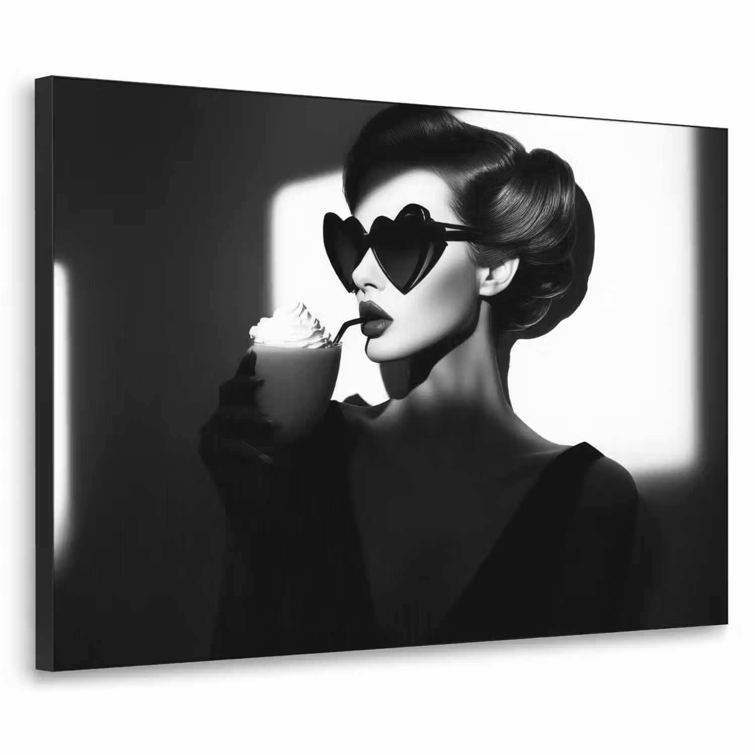 Vrouw - Zwart - Hart Textielframe - compleet frame klein -3d