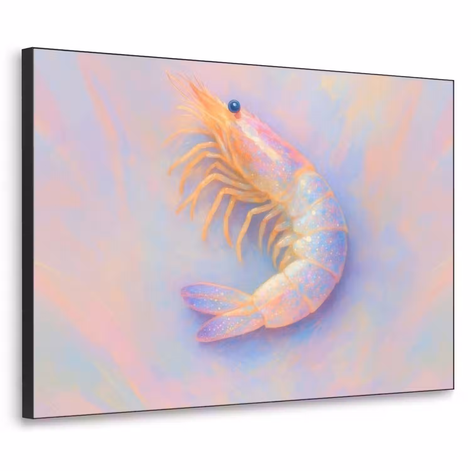 Garnaal - Subtiele structuur - Blauw - Roze Textielframe - compleet frame klein -3d