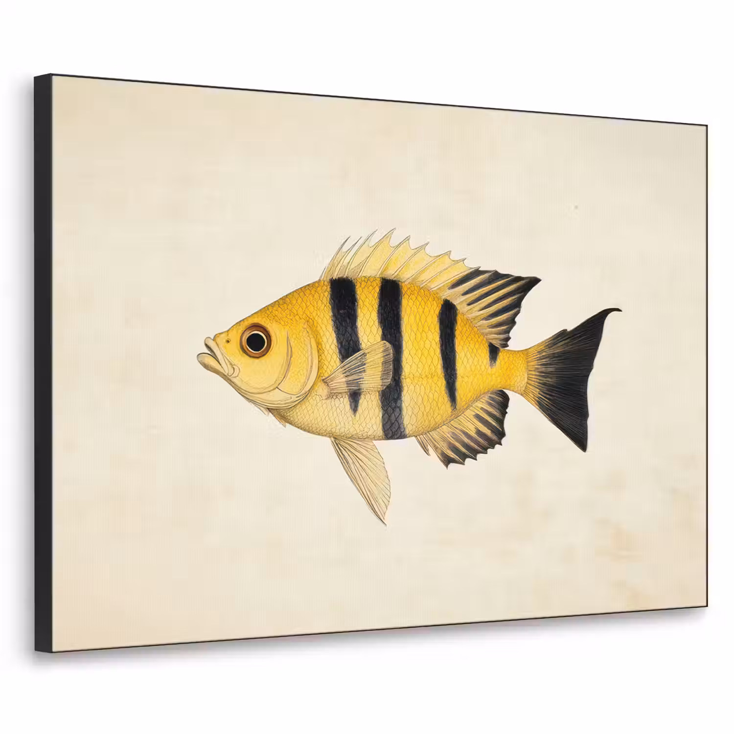 Geel - Vis - Strepen - Tropisch Textielframe - compleet frame klein -3d