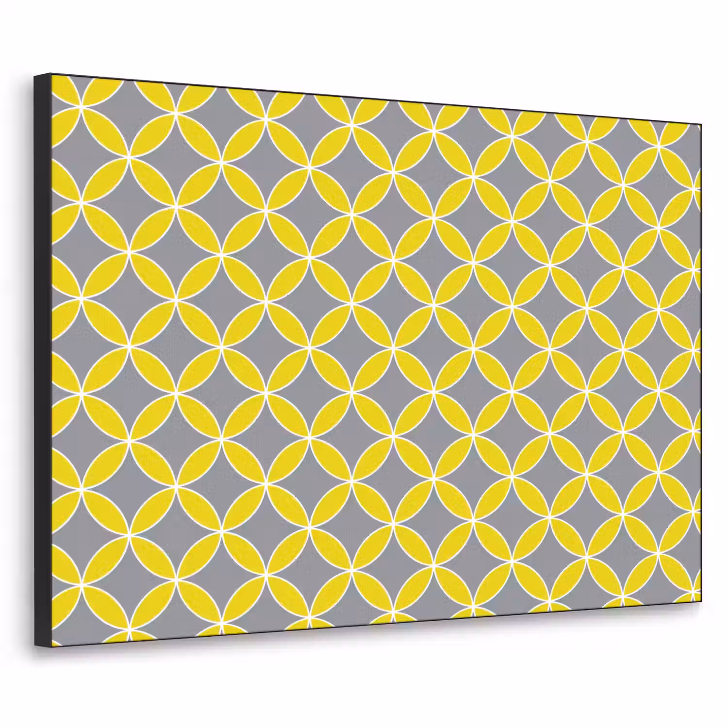Geometrisch - Cirkels - Modern - Grijs - Geel Textielframe zwart klein 947 -3d