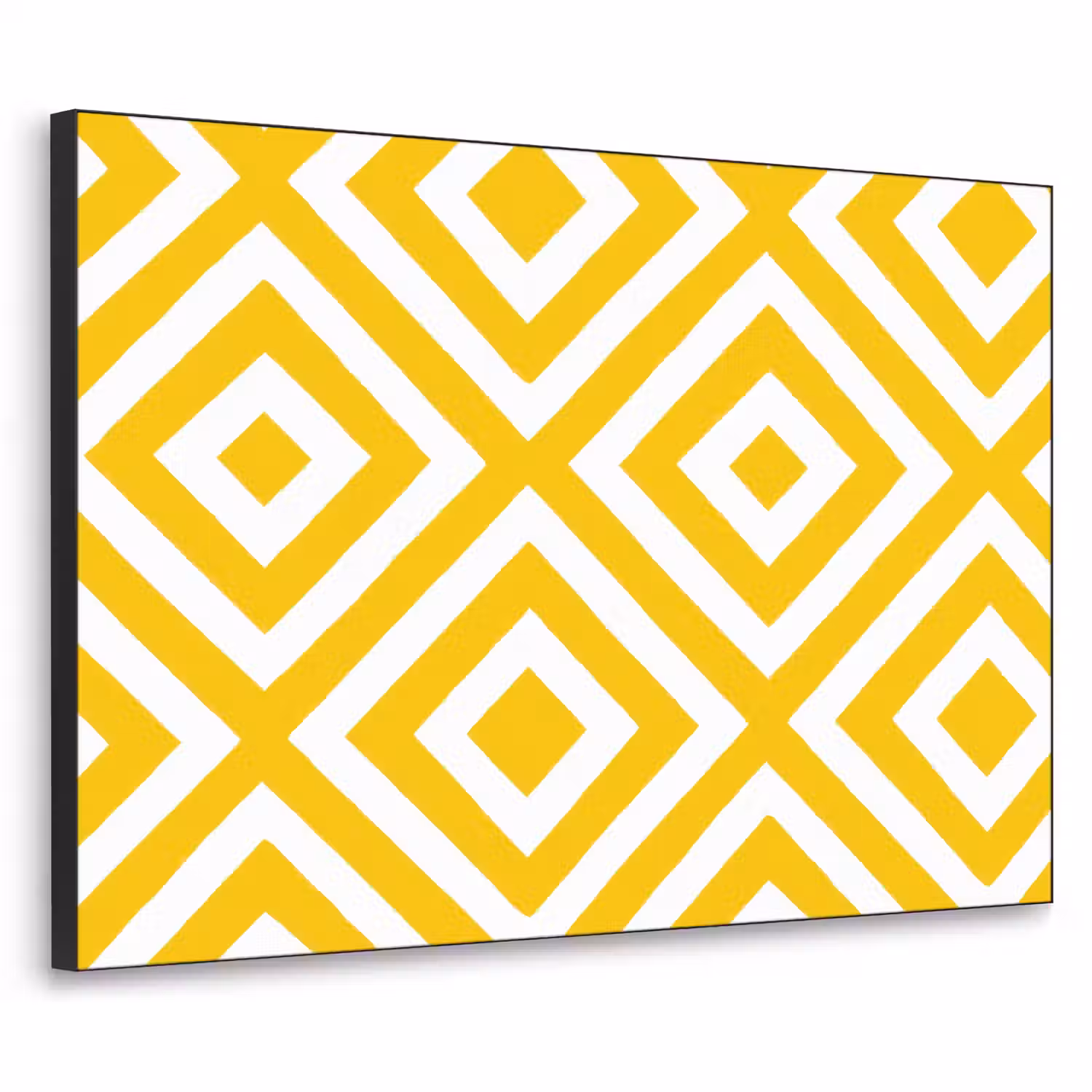 Geometrisch - Lijnen - Modern - Geel - Wit Textielframe zwart klein 947 -3d