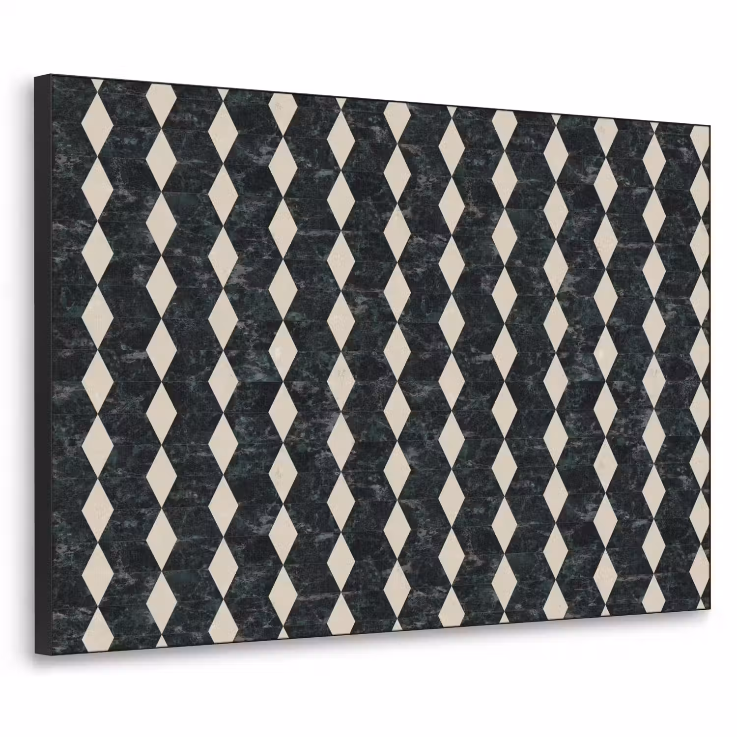 Geometrisch - Patroon - Marmer - Groen Textielframe zwart klein 947 -3d