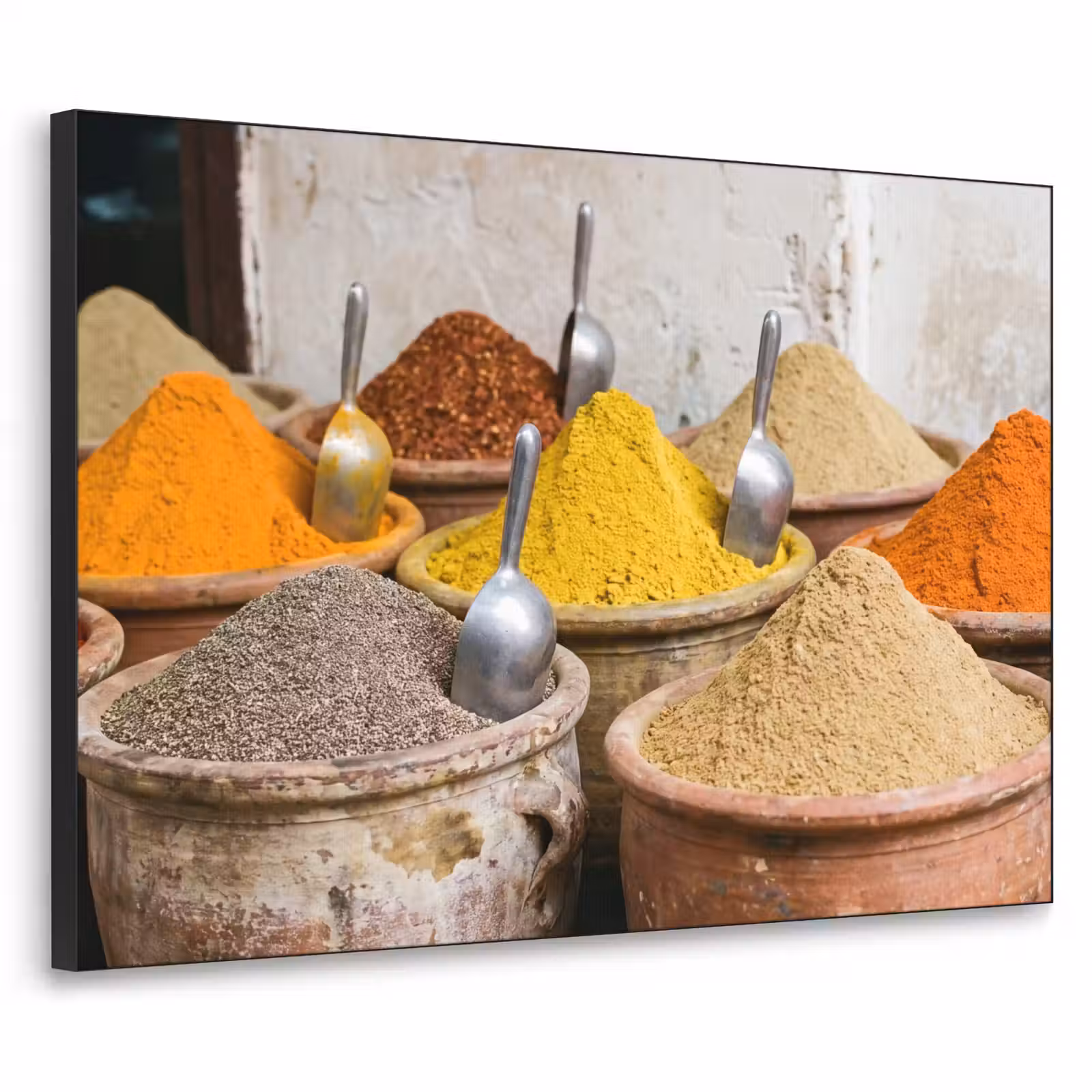 Art Frame - Gewürze – Gläser – Orientalisch - Kruiden - Potten - Oosters Textielframe zwart klein