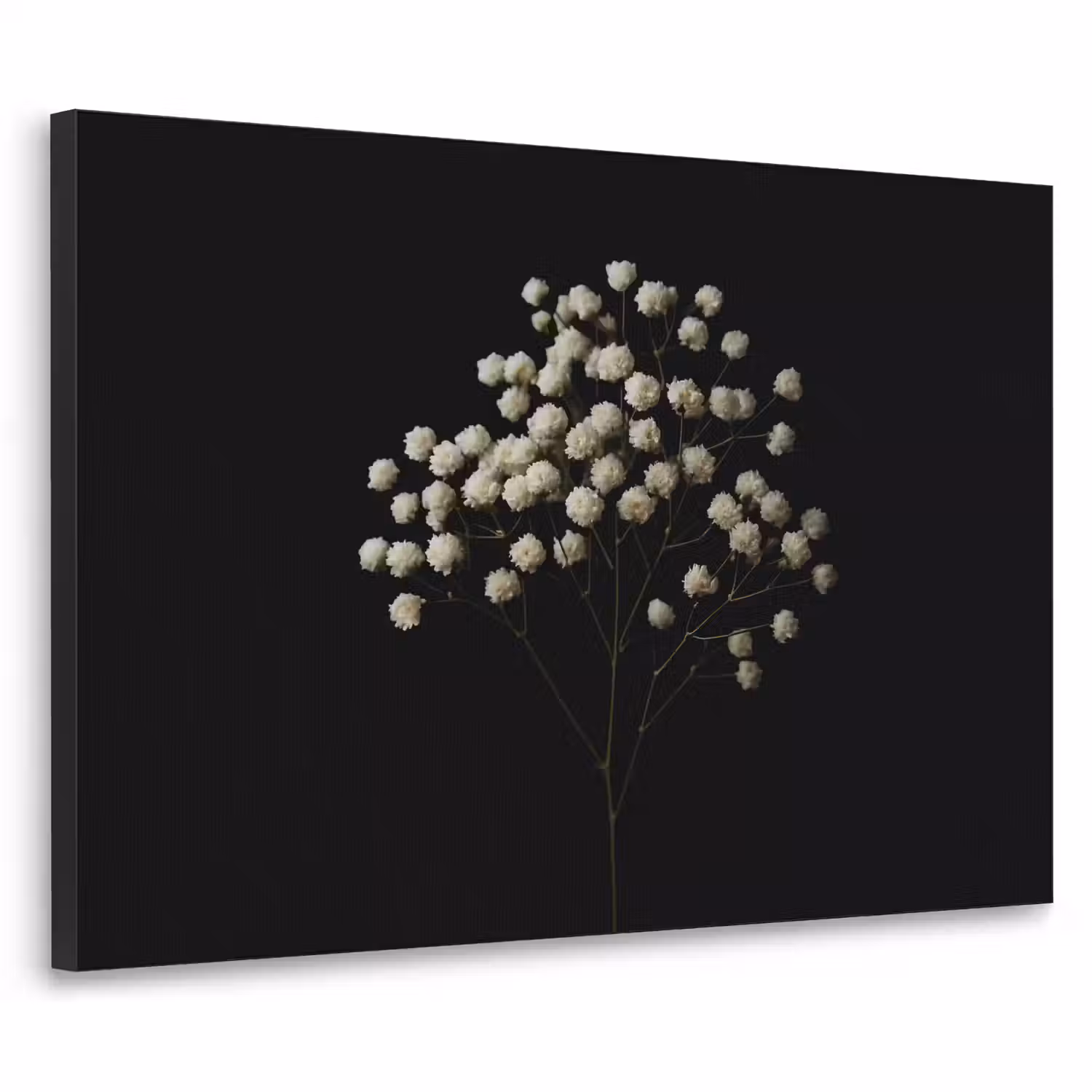 Gipskruid - Bloemetjes - Wit - Minimalistisch Textielframe - compleet frame klein -3d