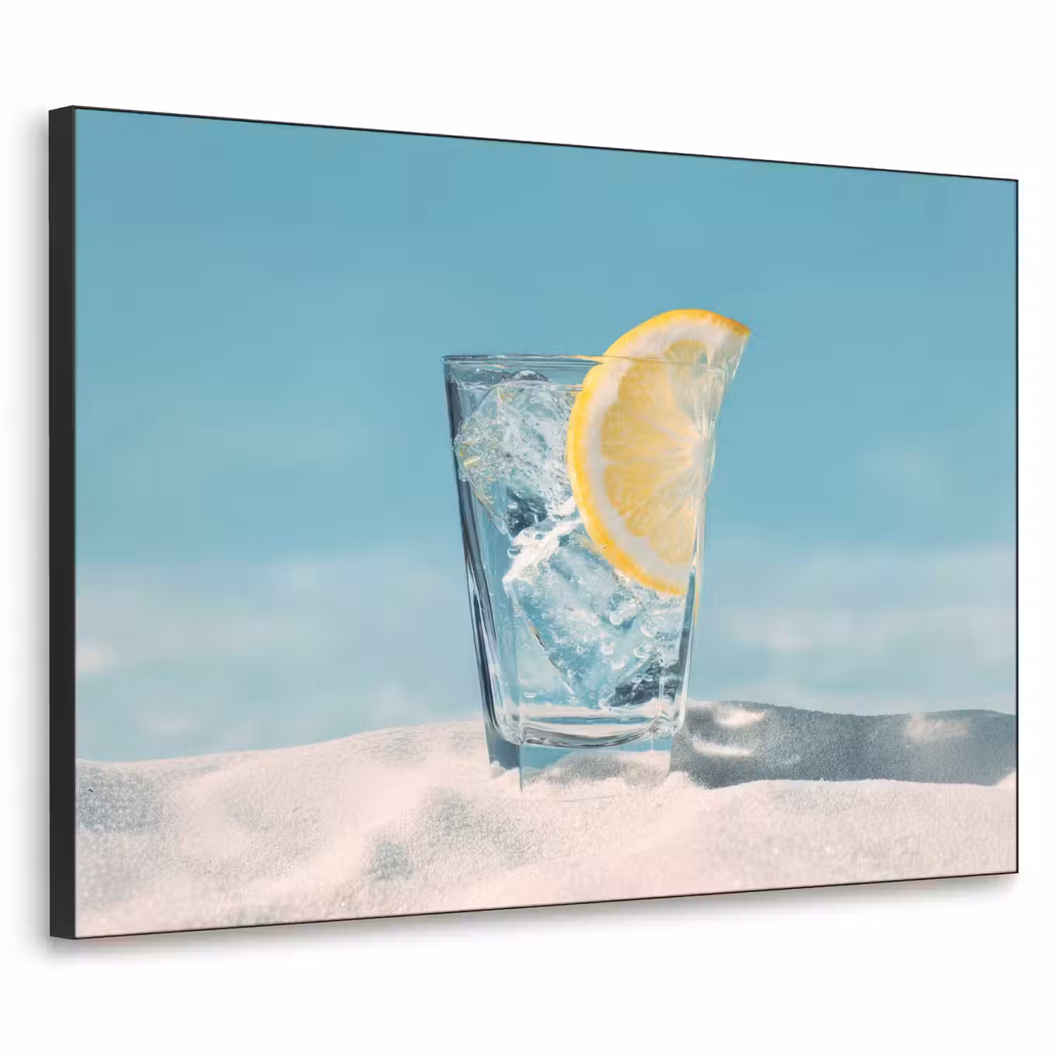 Glas - ijsblokjes - Citroen Textielframe - compleet frame klein -3d