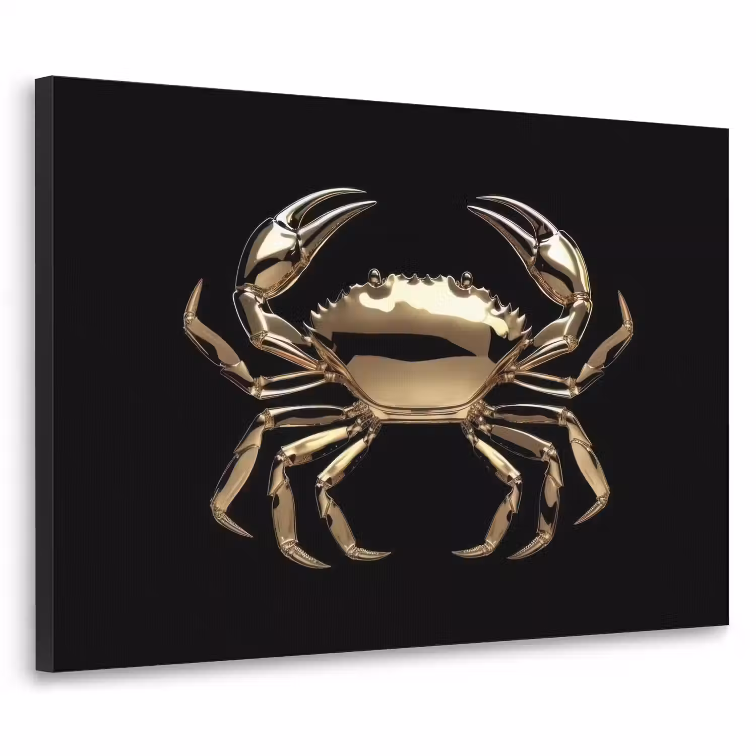 Goud - Krab - Dieren - Zwart Textielframe - compleet frame klein -3d