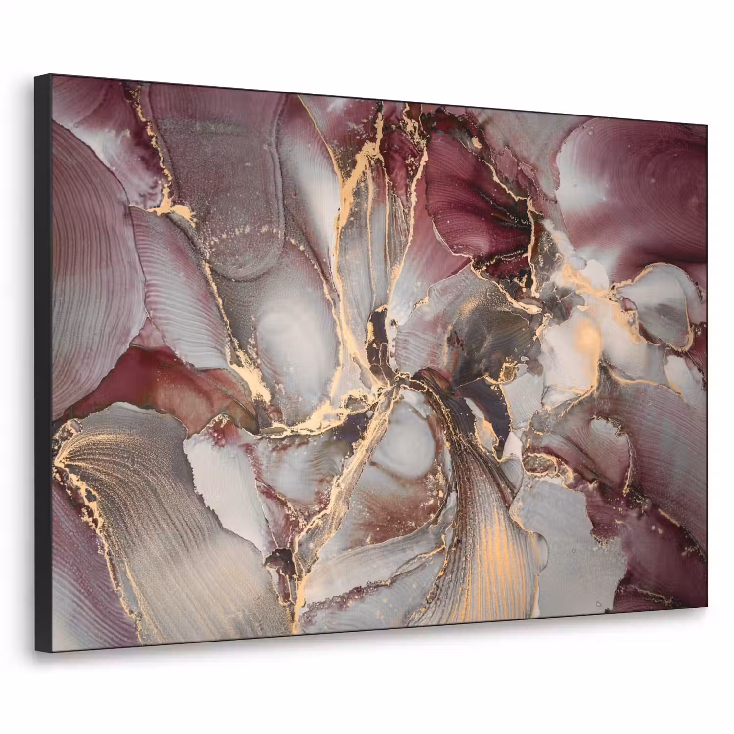 Goud - Marmer - Paars Textielframe zwart klein -3d