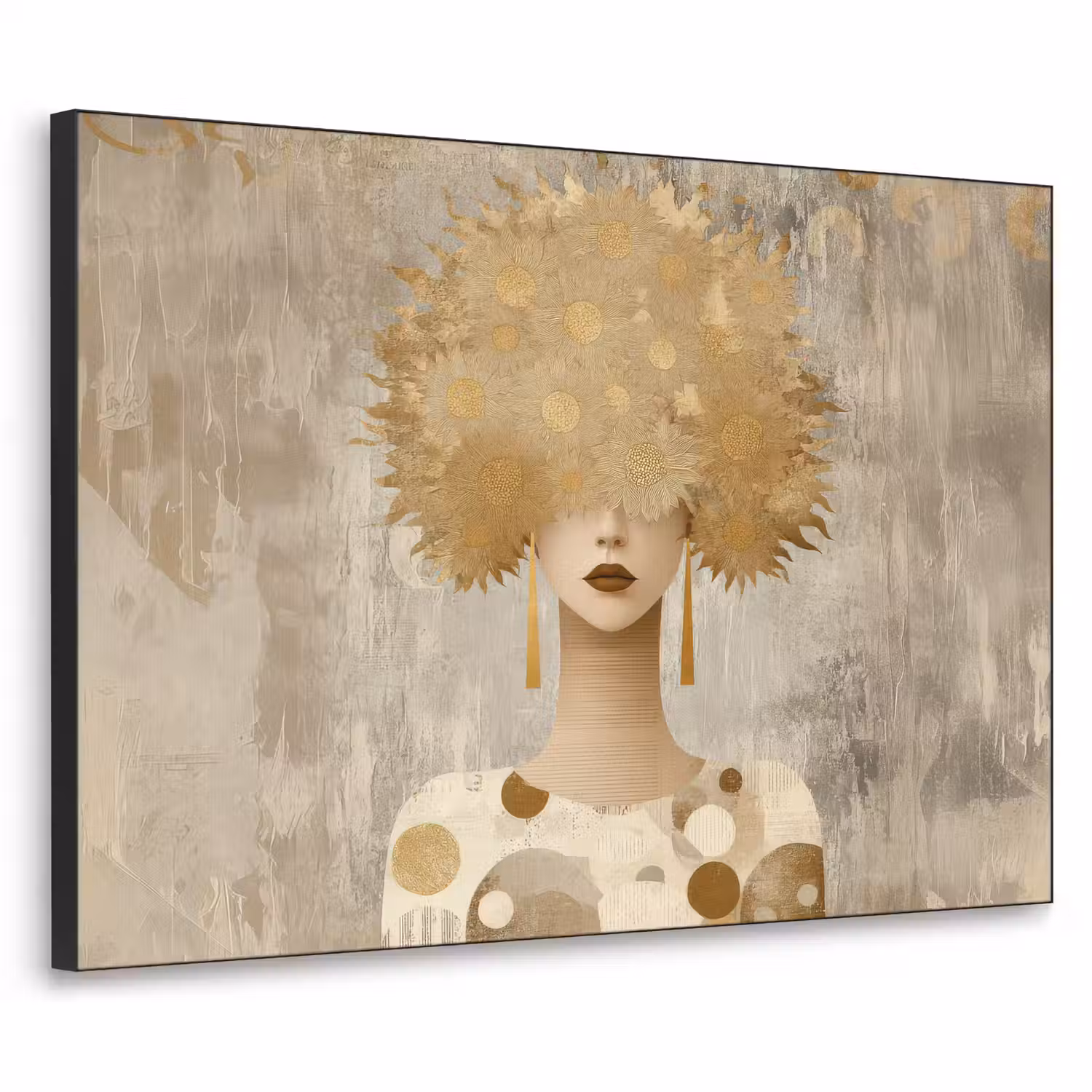Goud - Portret - Vrouw Textielframe - compleet frame klein -3d