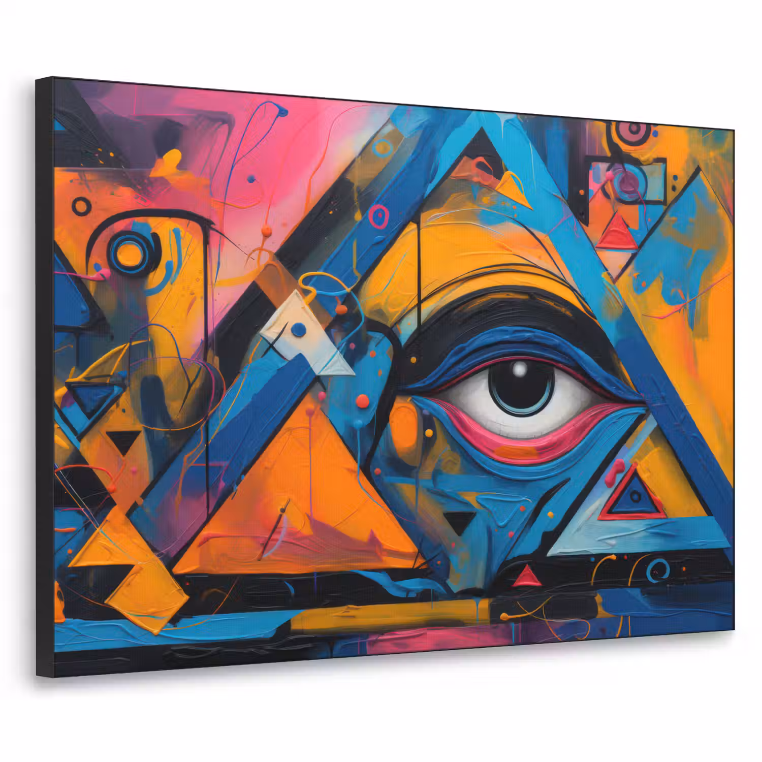 Graffiti - Kleuren - Oog - Kunst Textielframe zwart klein -3d