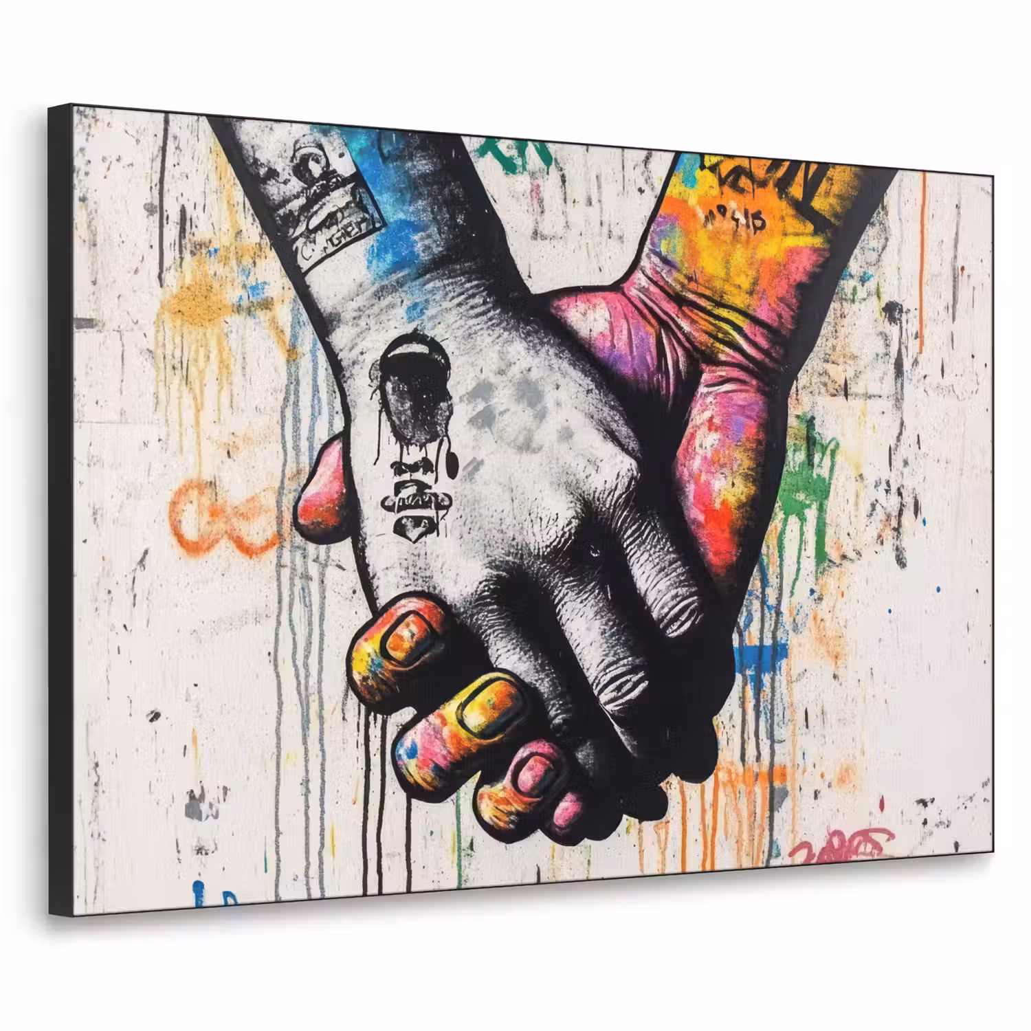 Graffiti - Handen - Vintage - Street art Textielframe - compleet frame klein -3d