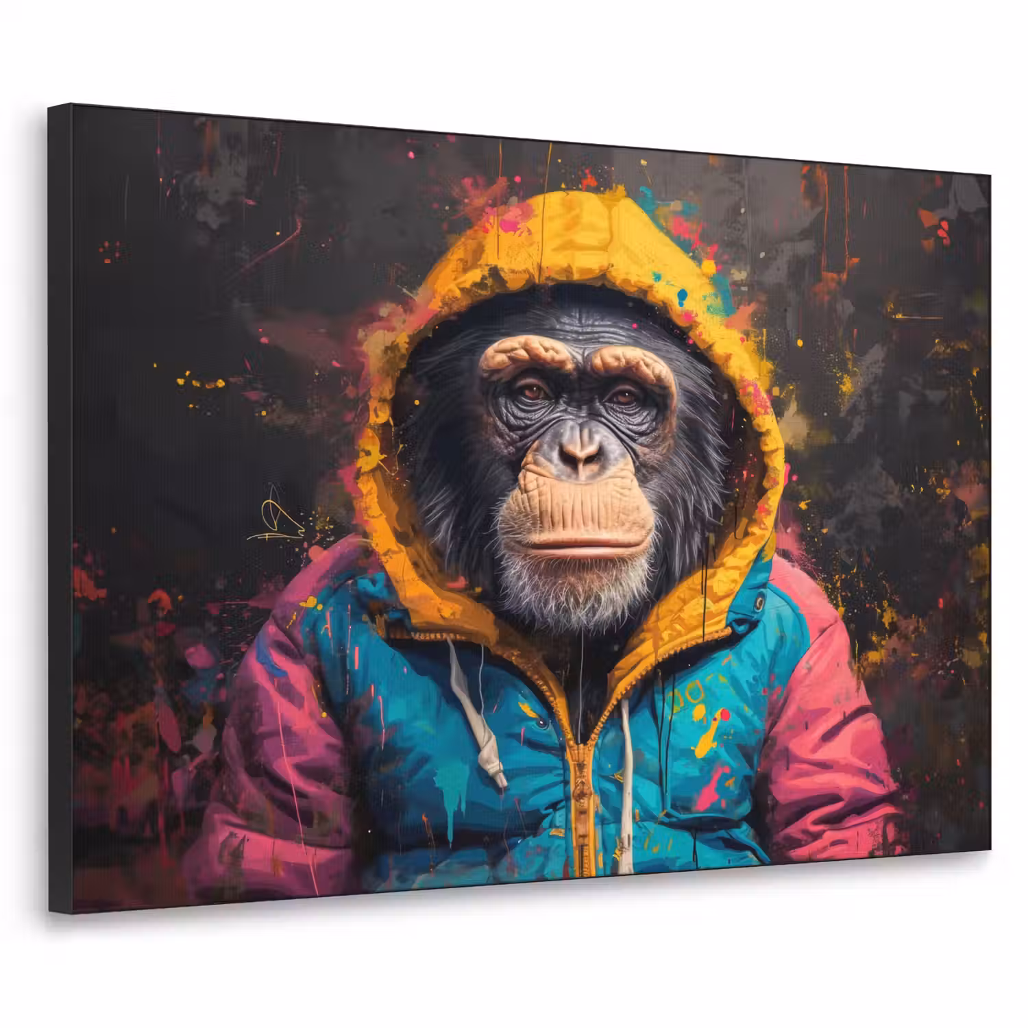 Graffiti - Chimpansee - Jas - Aap - Verf Textielframe - compleet frame klein -3d