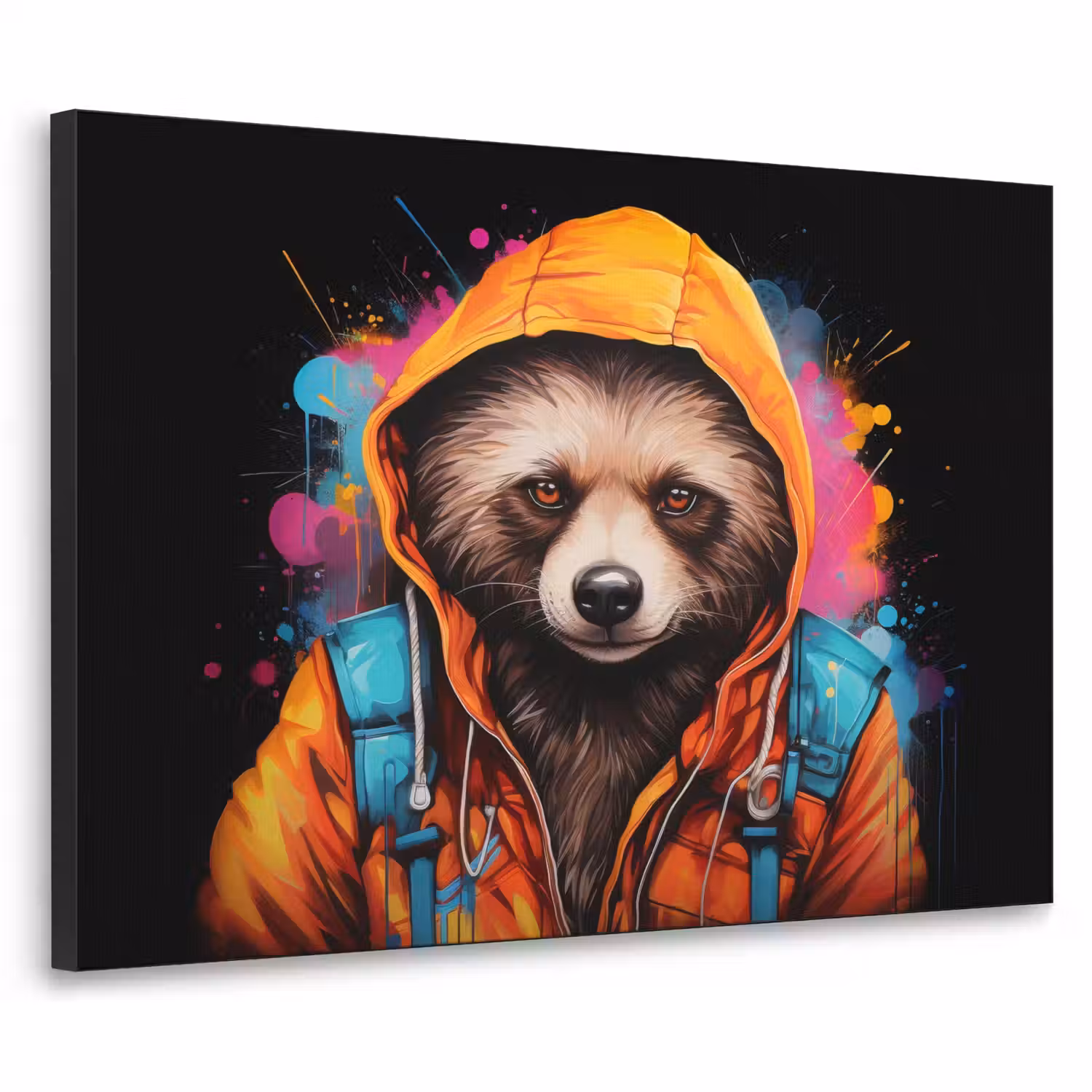 Graffiti - Wasbeer - Jas - Zwart Textielframe - compleet frame klein -3d