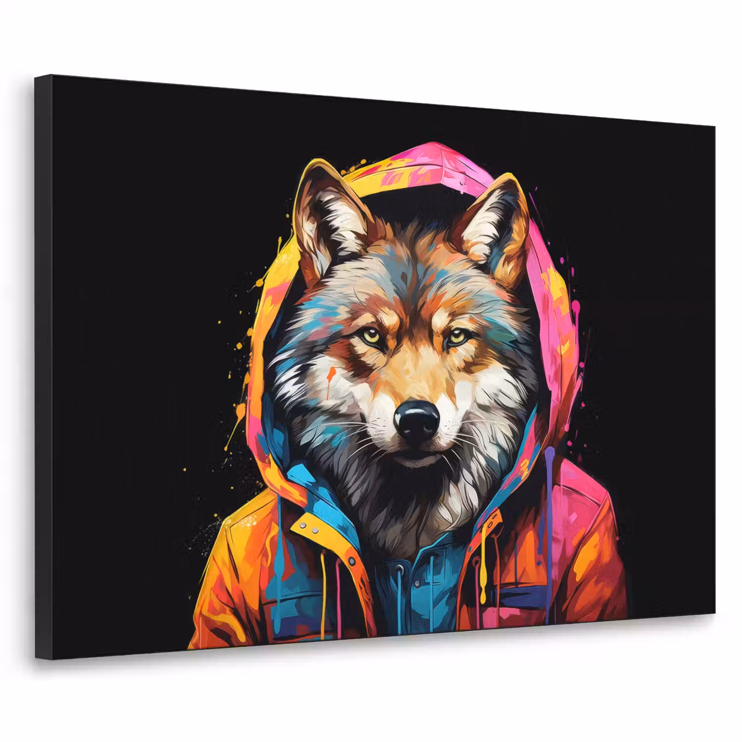 Graffiti - Wolf - Jas - Zwart Textielframe - compleet frame klein -3d