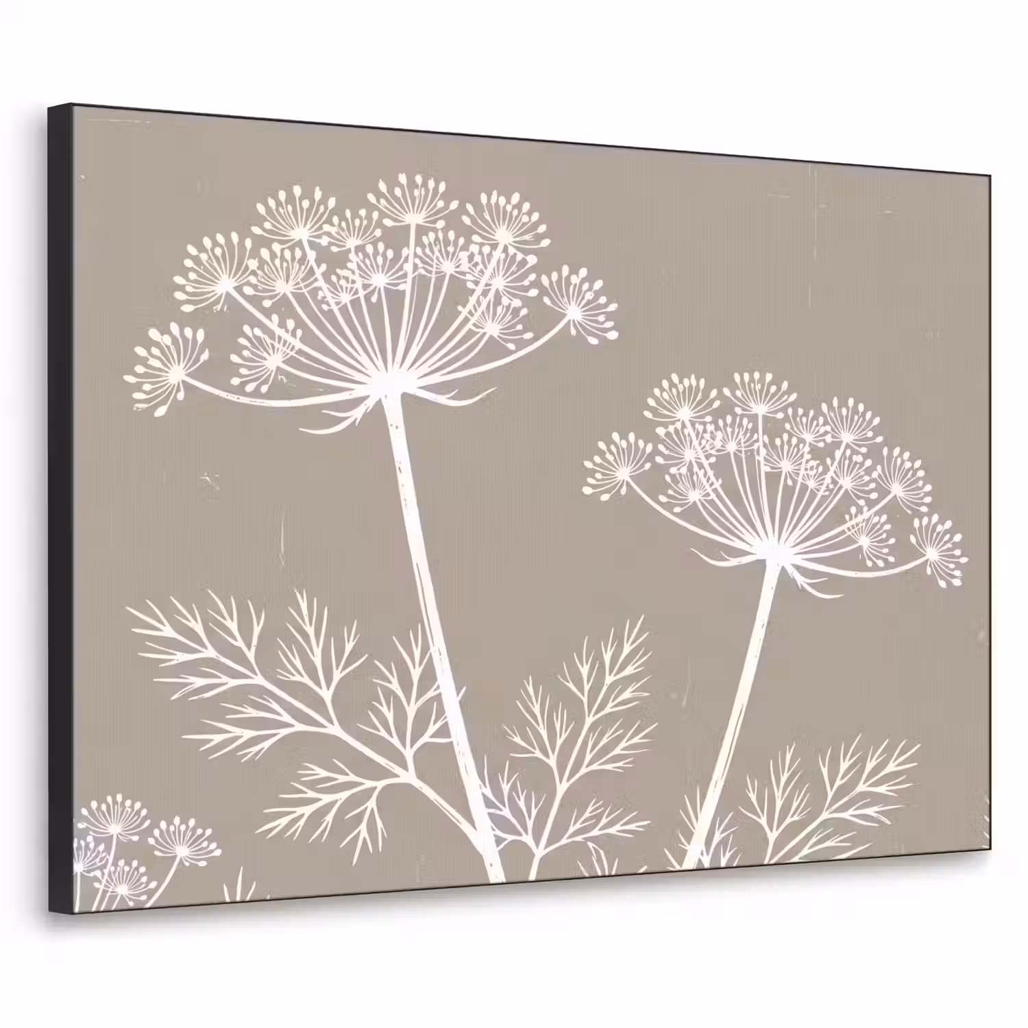 Grafisch - Fluitenkruid - Taupe Textielframe zwart klein -3d