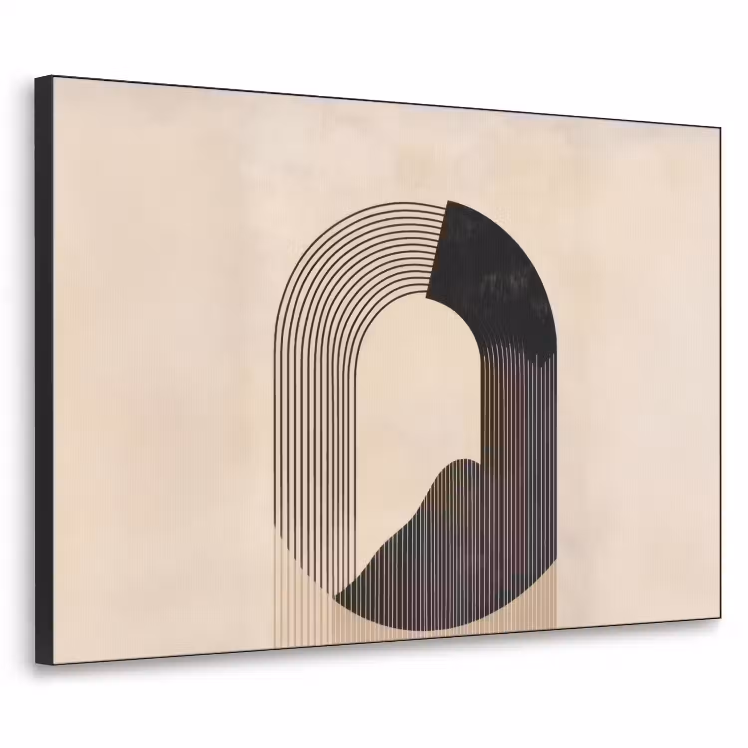 Grafisch gebogen motief - Beige Textielframe - compleet frame klein -3d