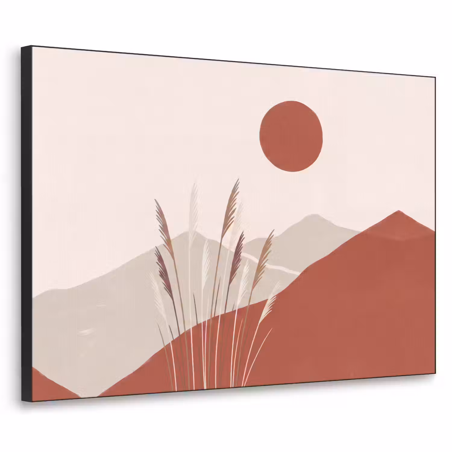 Gras - Landschap - Natuur - Abstract - Beige Textielframe zwart klein -3d