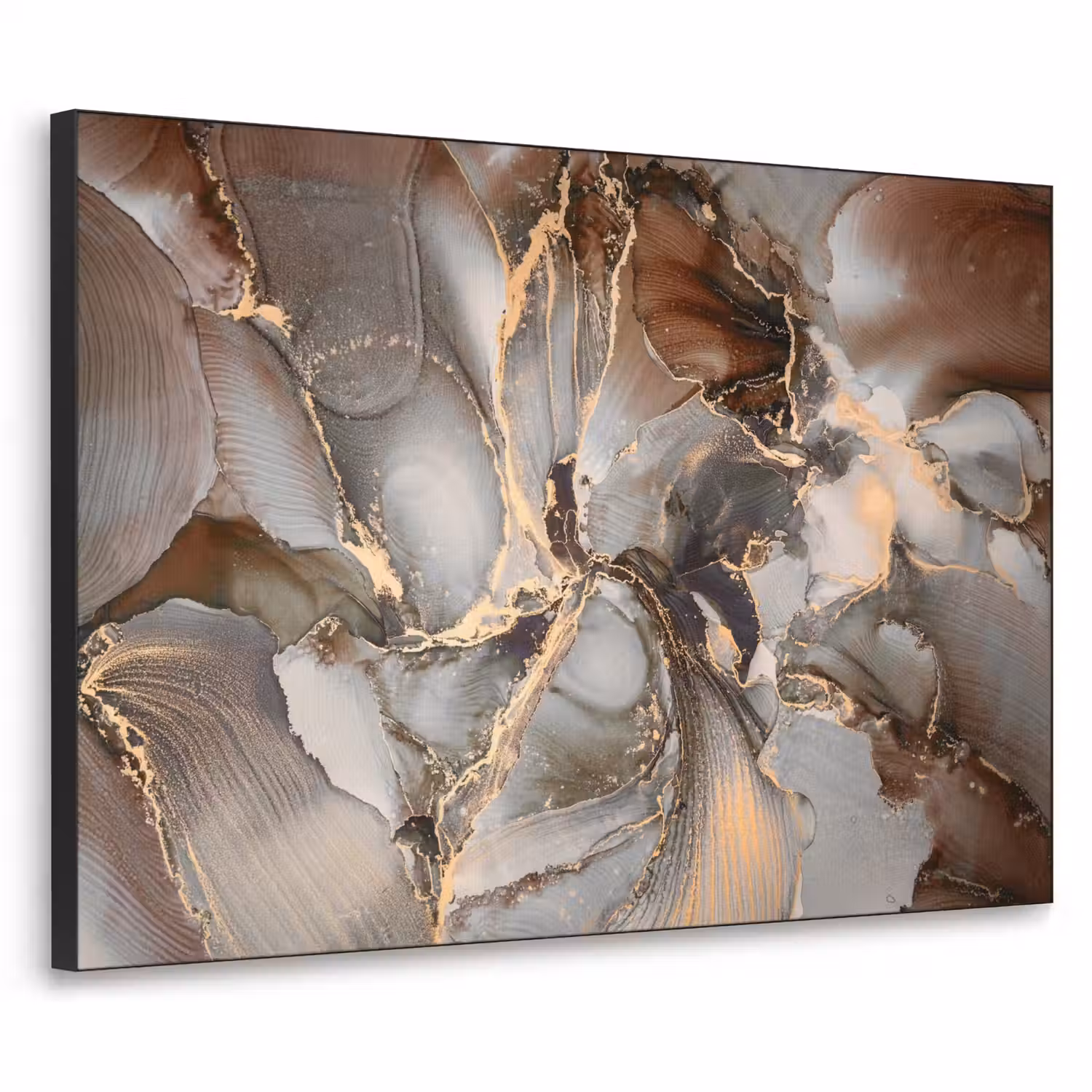 Grijs - Goud - Marmer - Marmerlook Textielframe zwart klein -3d