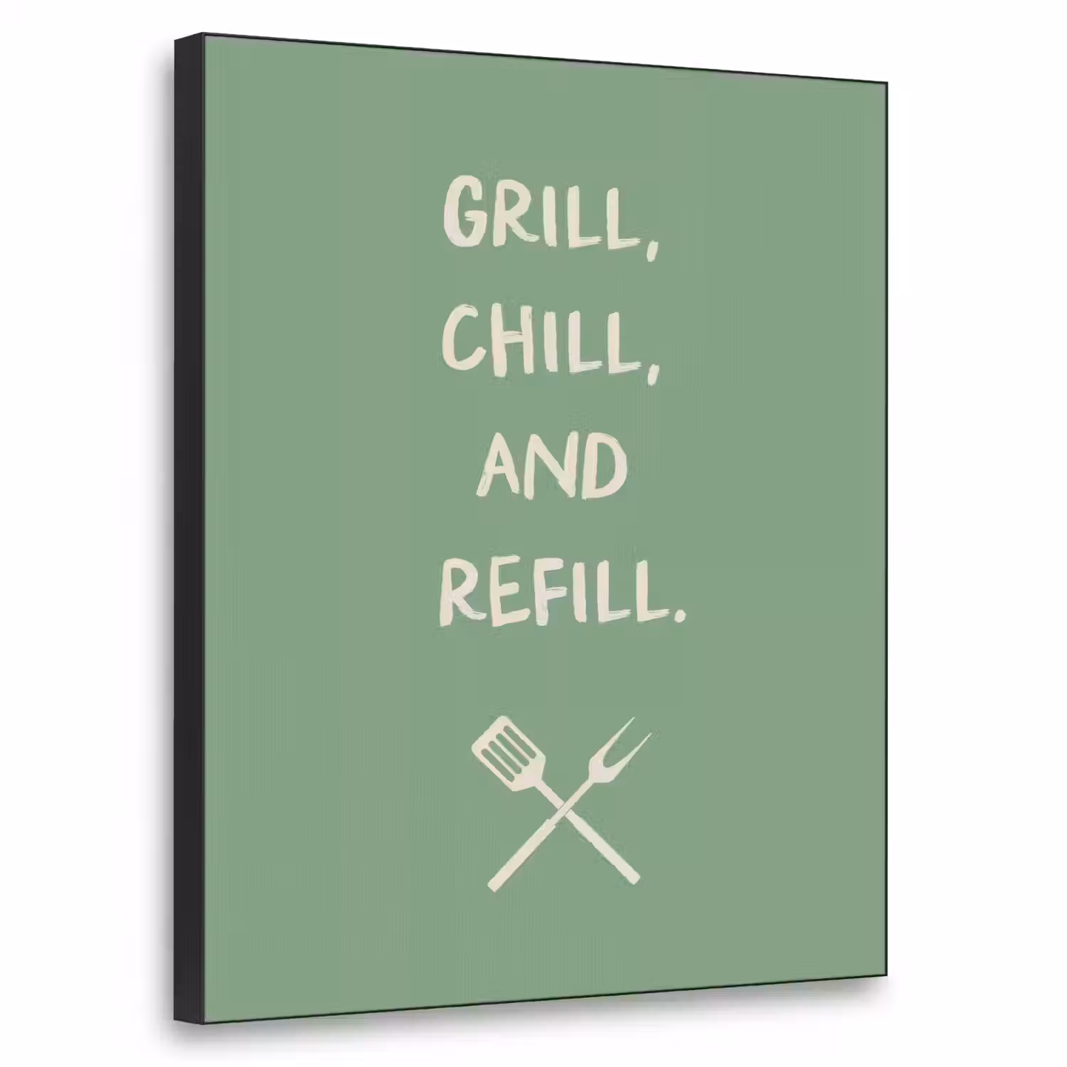 Grill - Groen - Zomer - Quote Textielframe - compleet frame klein -3d