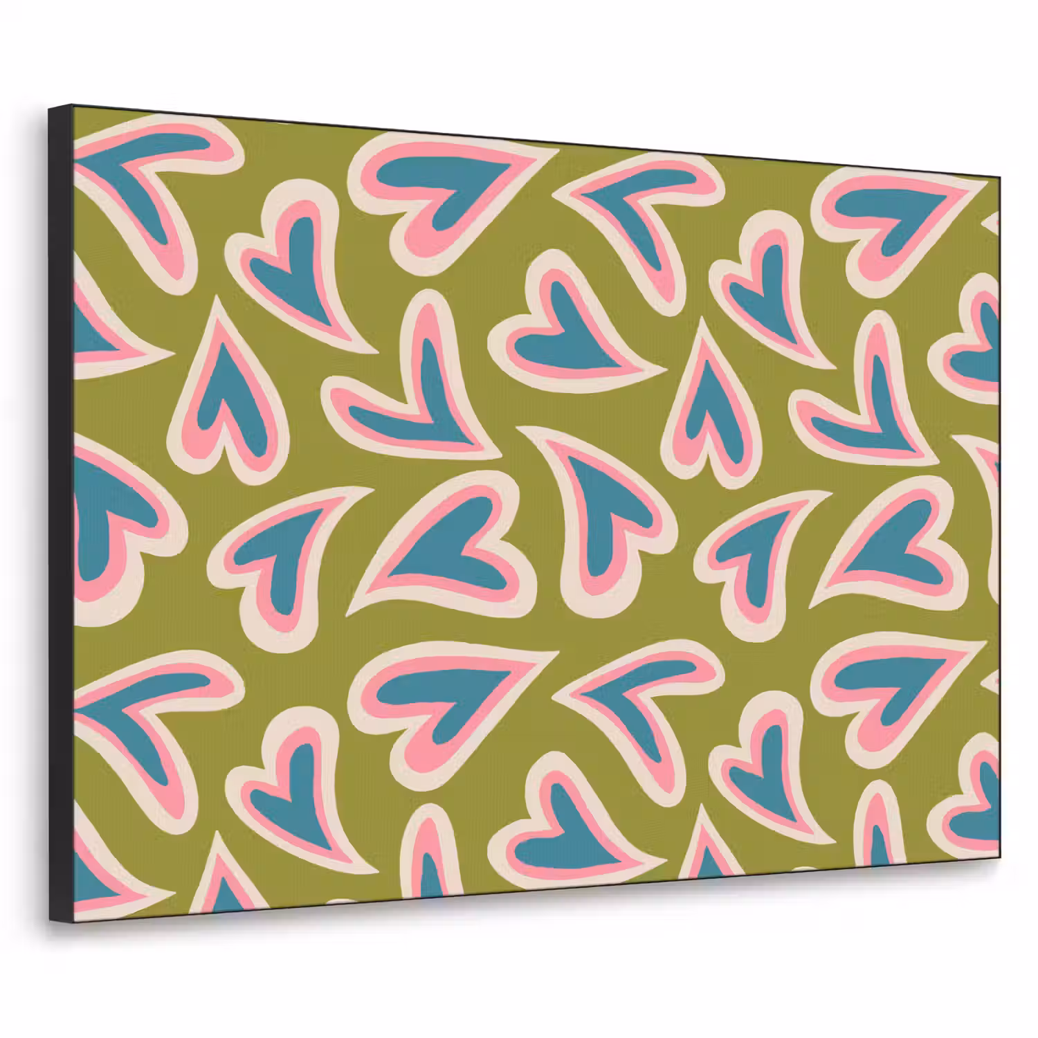 Groen - Retro - Hartjes - Patroon Textielframe - compleet frame klein 947 -3d
