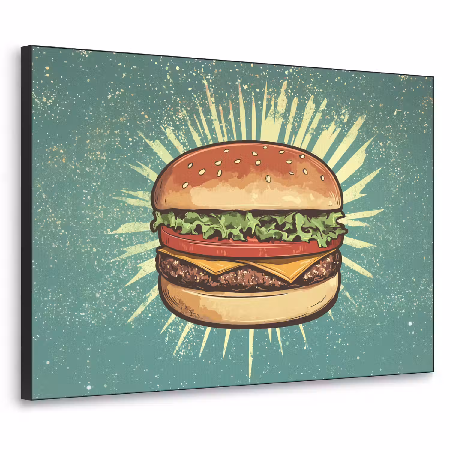 Hamburger - Illustratie - Sla - Kaas Textielframe - compleet frame klein -3d