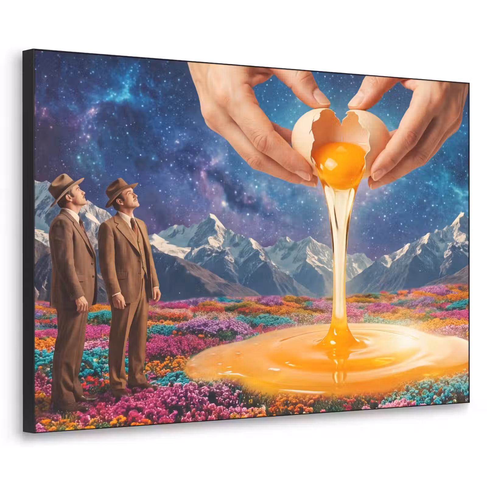 Art Frame - Hände – Ei – Surrealismus - Handen - Ei - Surrealisme Textielframe zwart klein