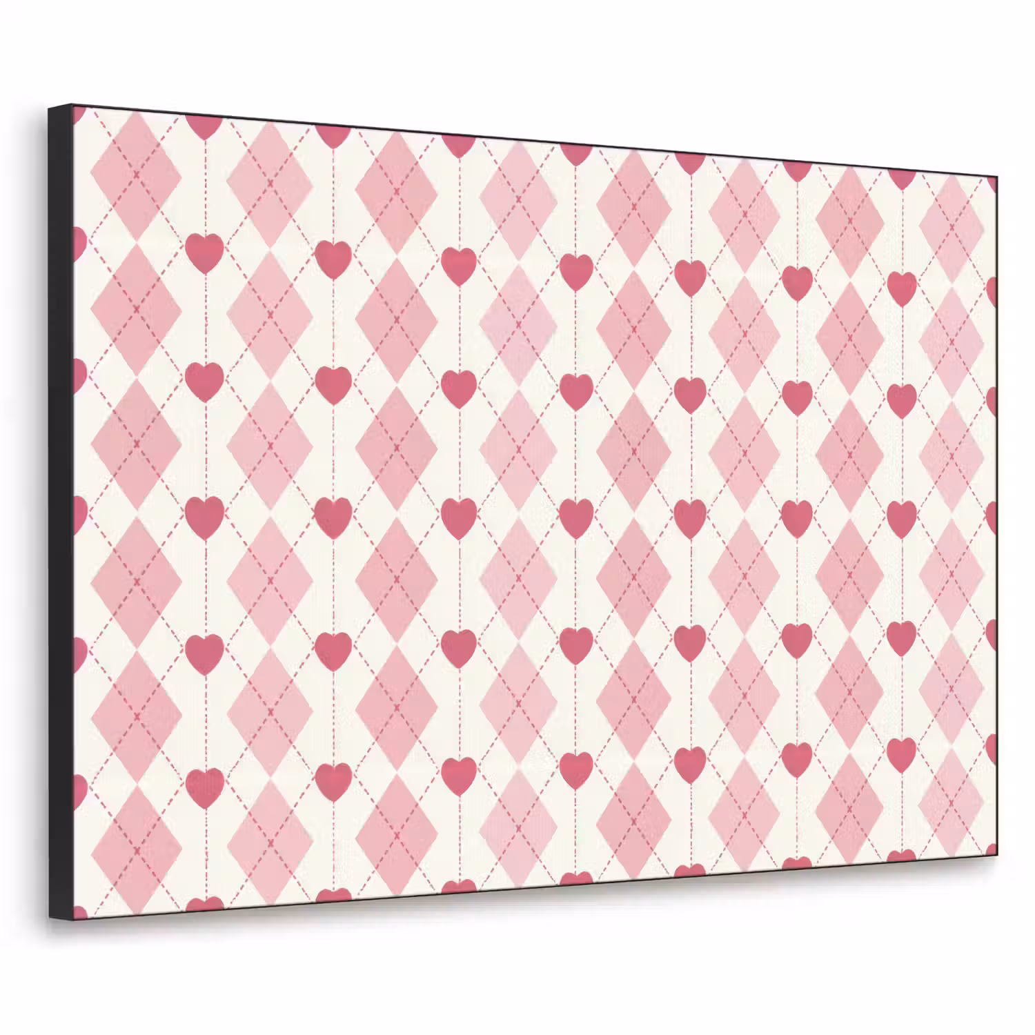 Ruiten - Klassiek - Roze - Wit Textielframe zwart klein 947 -3d
