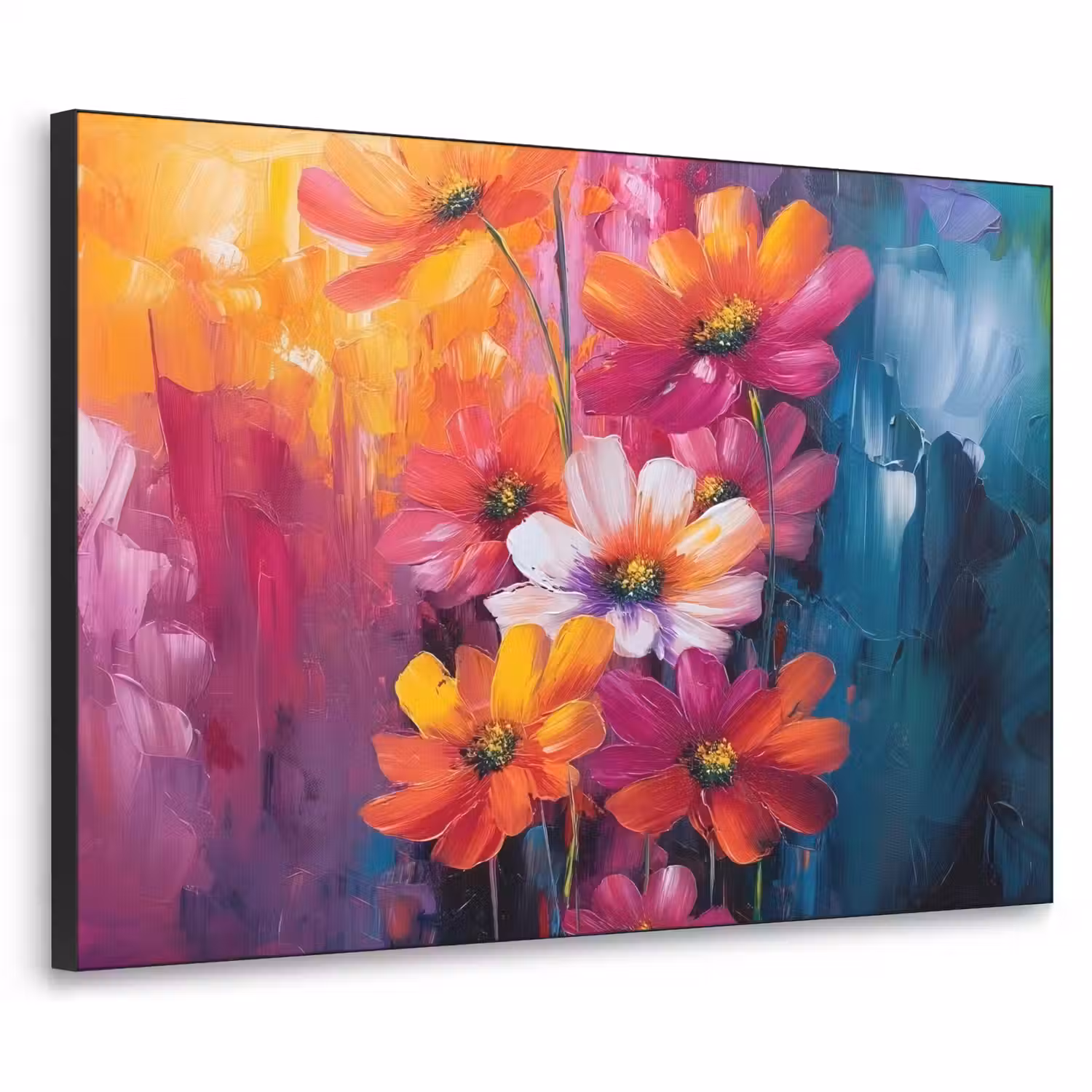 Felle bloemen - Dynamisch - Levendig Textielframe - compleet frame klein -3d
