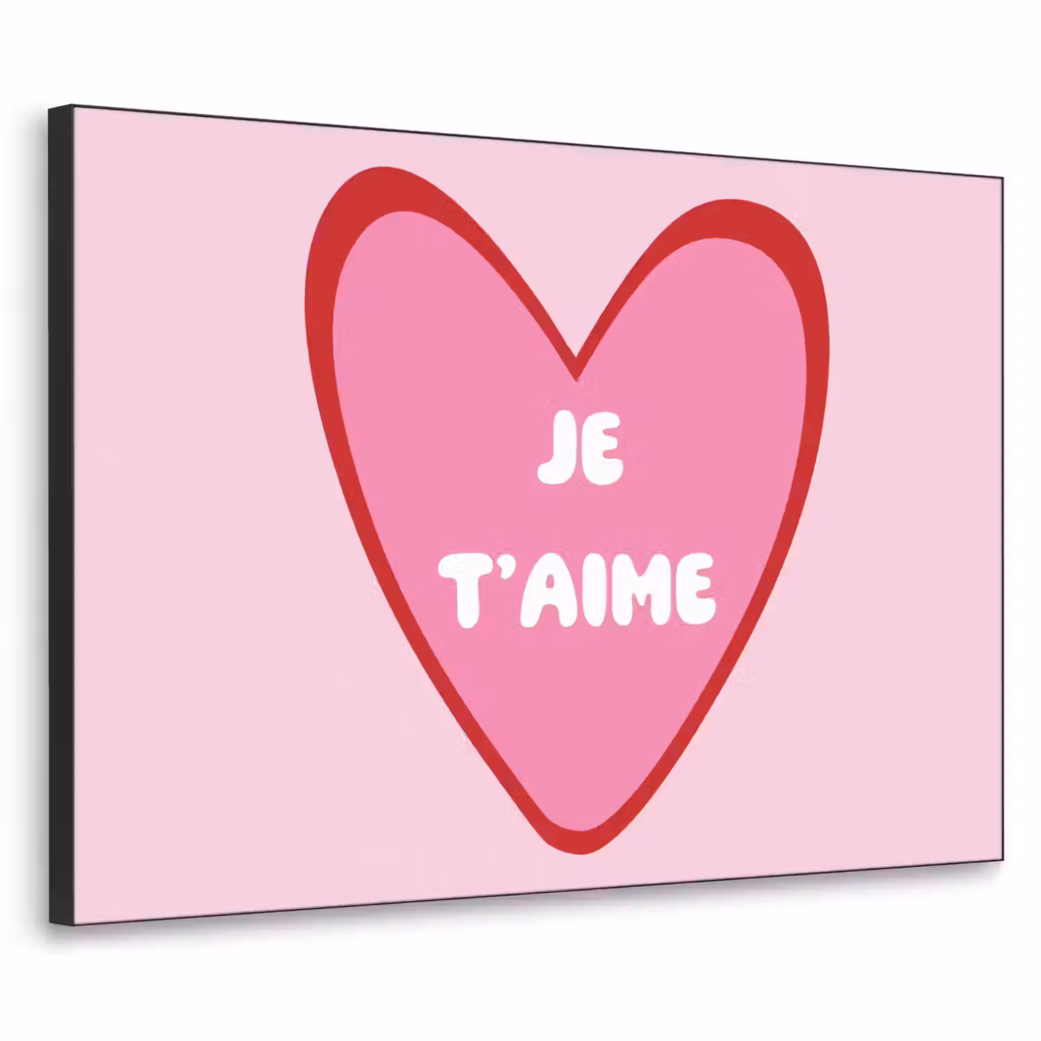 Hart - Frans - Valentijn - Roze Textielframe - compleet frame klein -3d