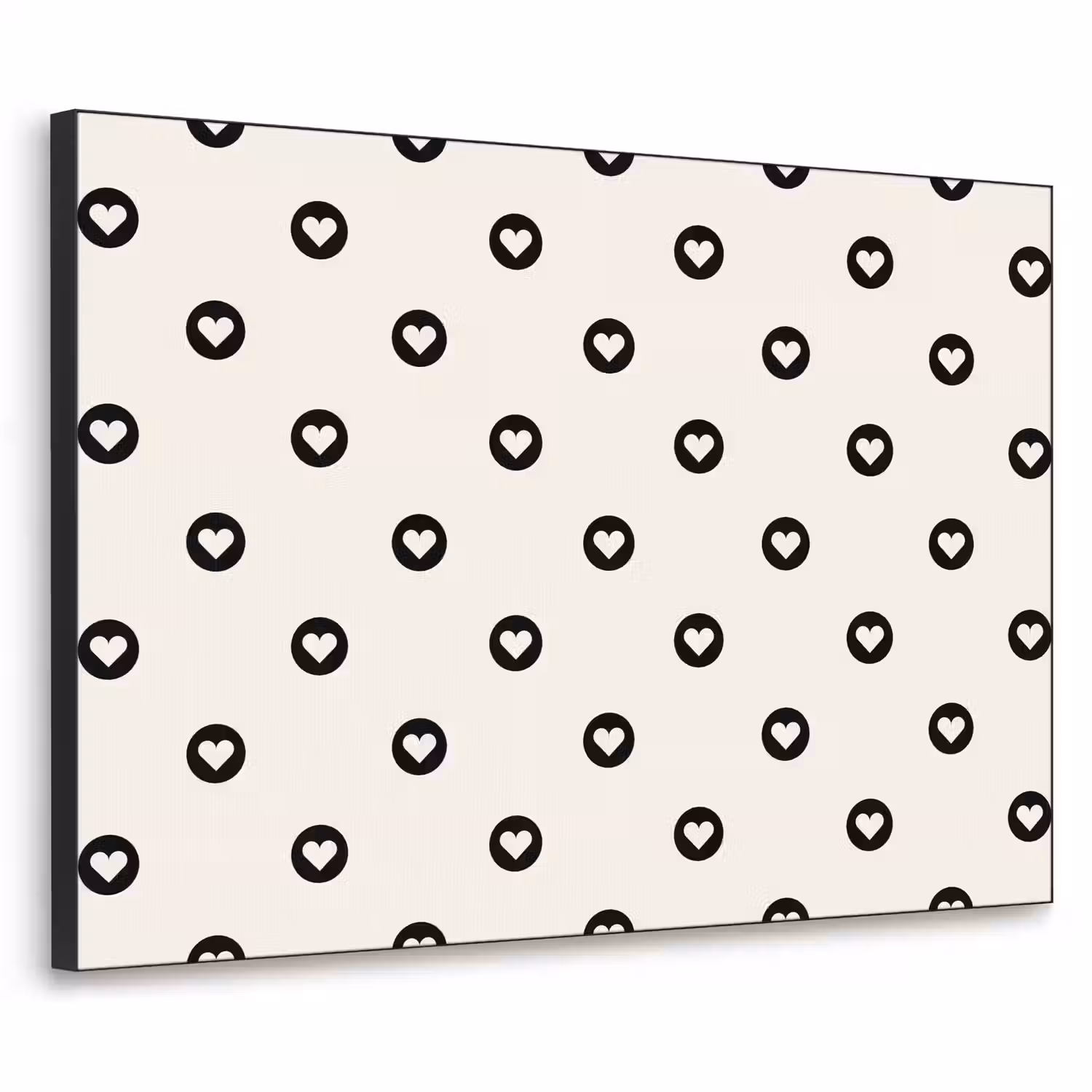 Hart - Rond - Wit - Zwart Textielframe - compleet frame klein 947 -3d